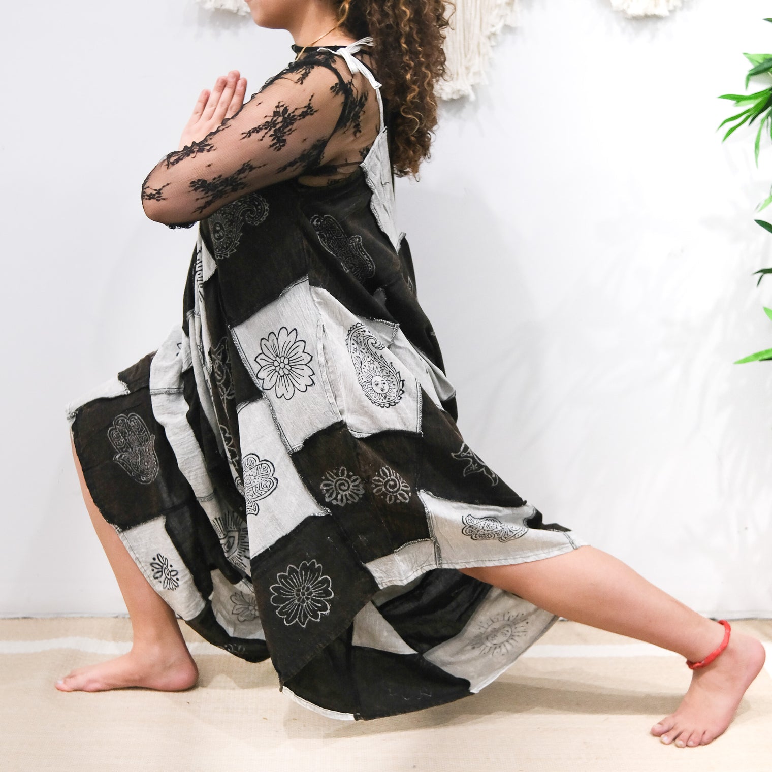 Patchwork Flowy Cotton Jumpsuit with Pockets