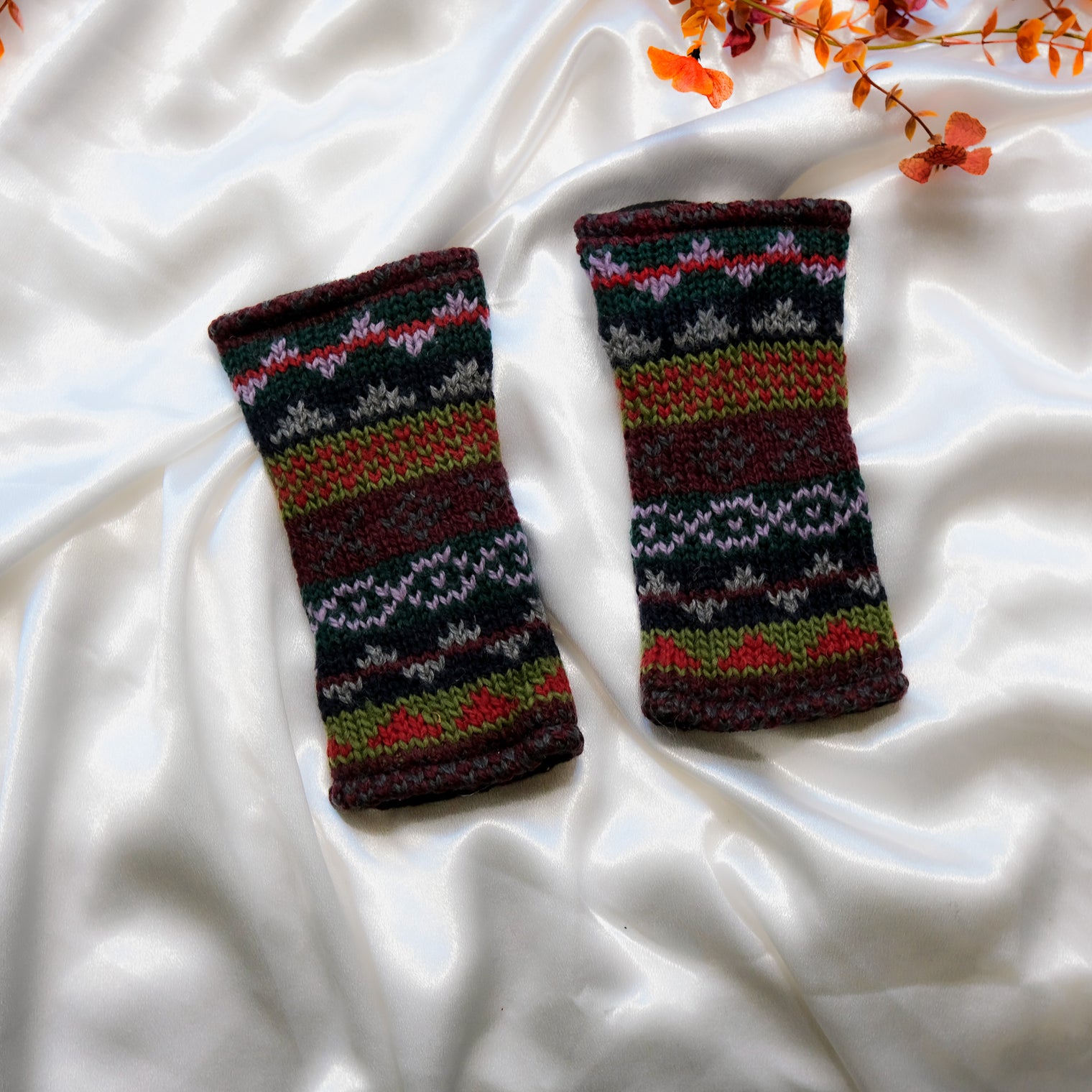 Stripey Multicolor Handwarmer with Fleece Lining