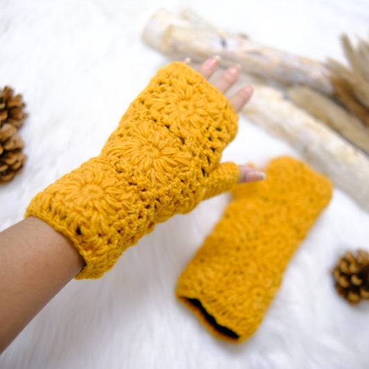 Crochet Solid Color Fleece Lined Gloves