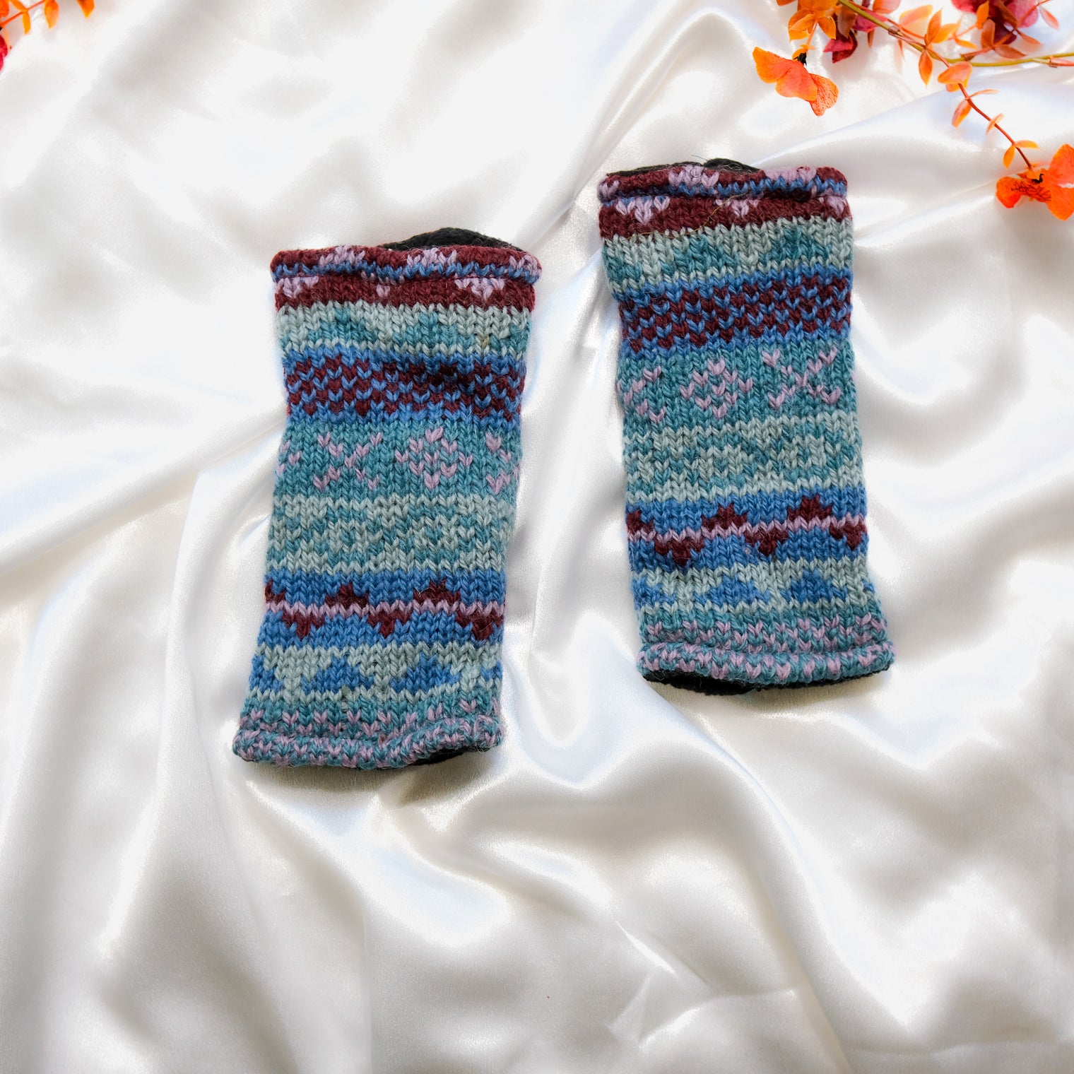 Stripey Multicolor Handwarmer with Fleece Lining