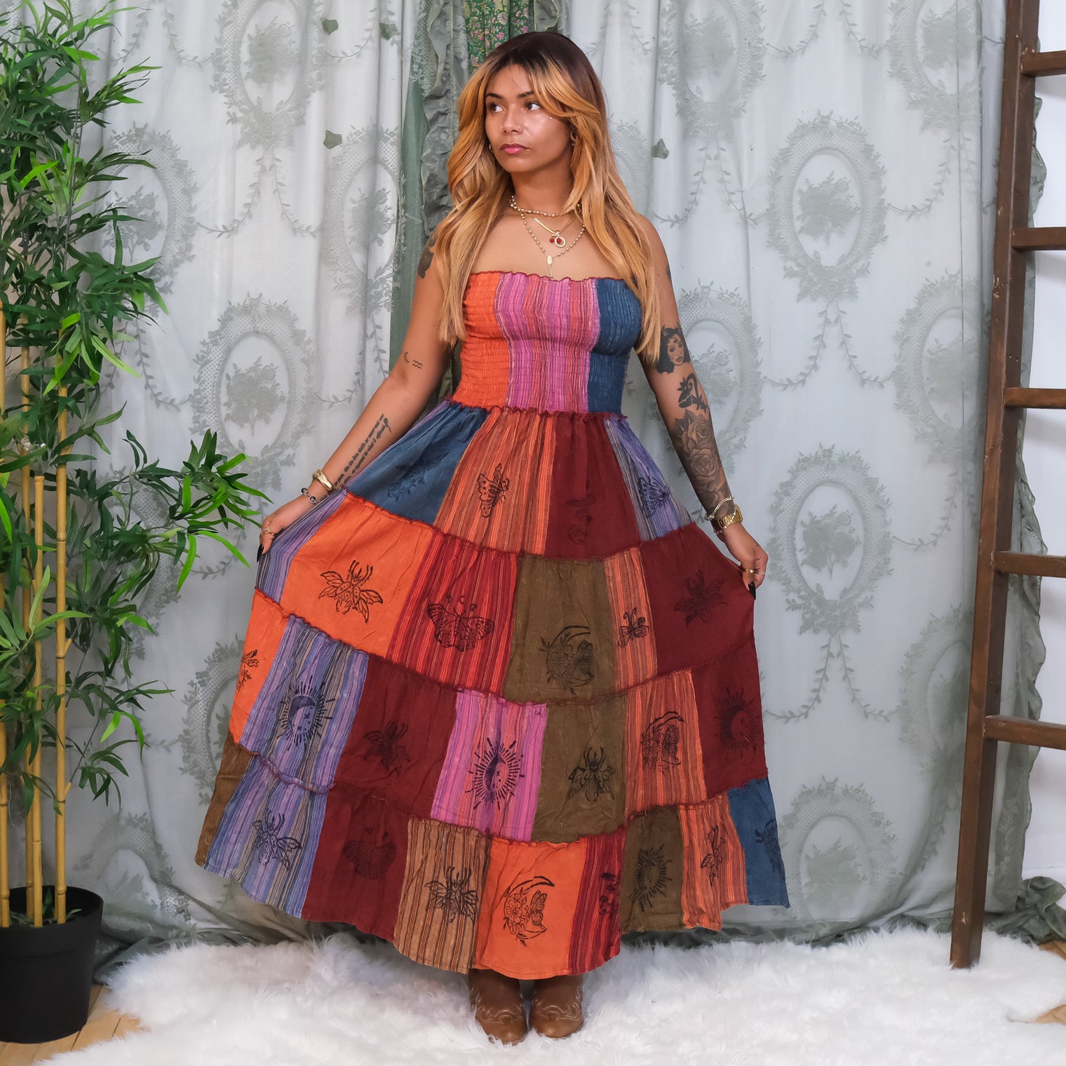 Boho Patchwork Multi Style Dress+ Skirt