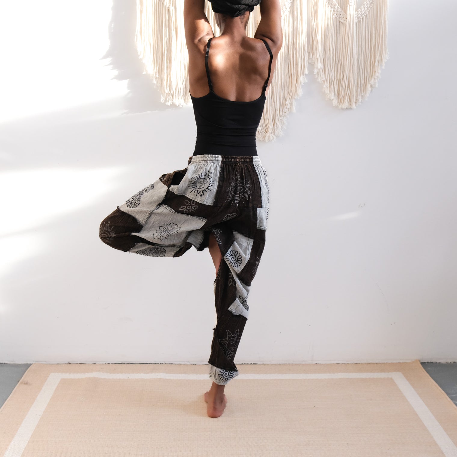 Patchwork Block Print Harem Pants