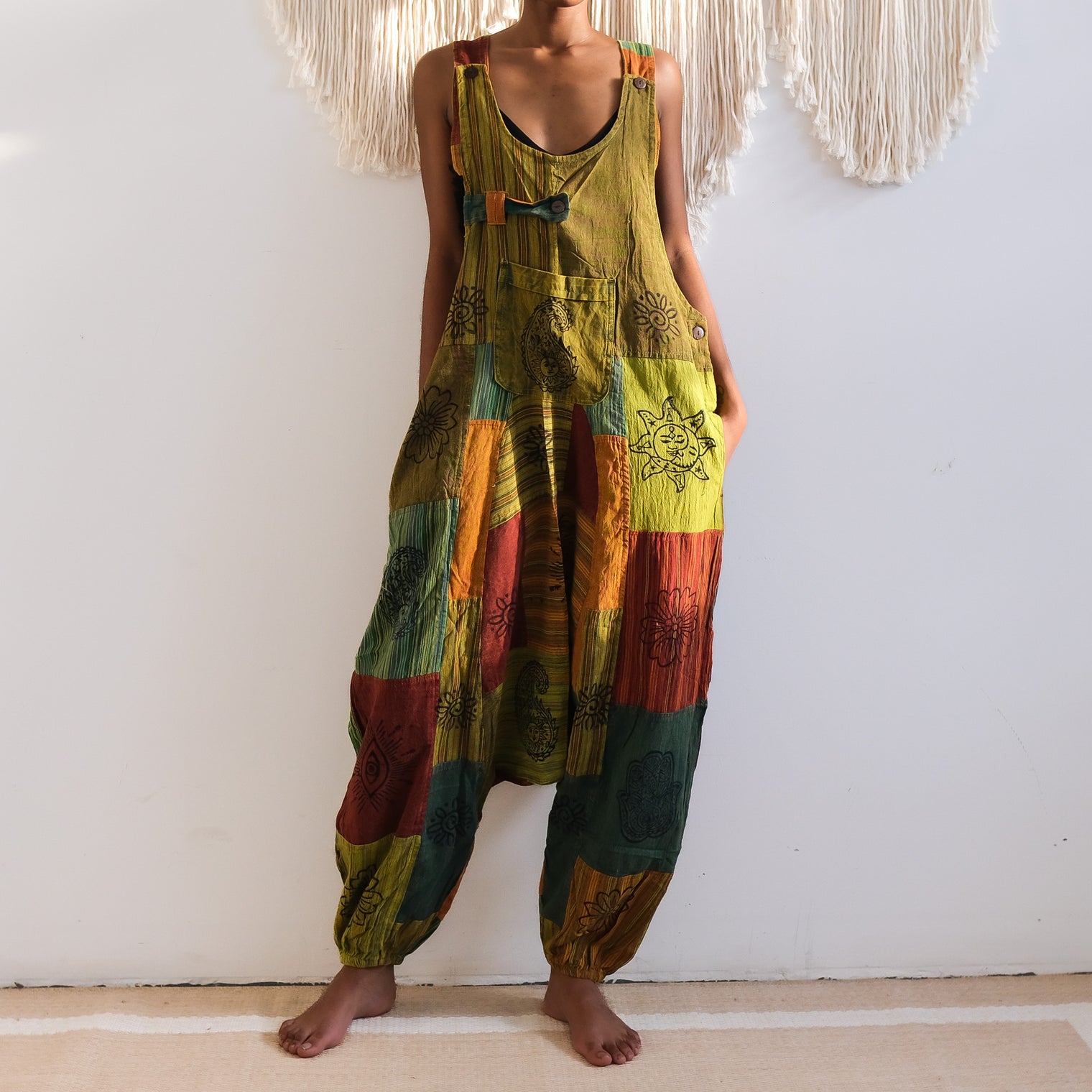 Patchwork Harem Cotton Unisex Jumspuits