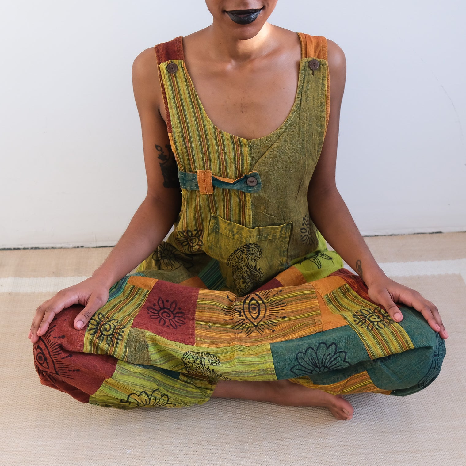 Patchwork Harem Cotton Unisex Jumspuits