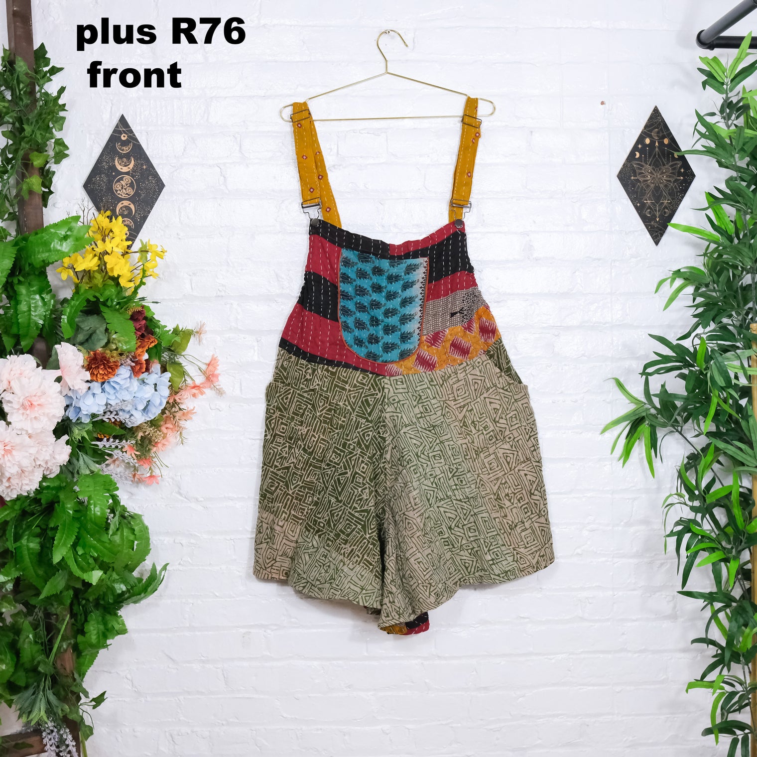 Kantha Bloom Plus Size Flowy Romper with Pockets