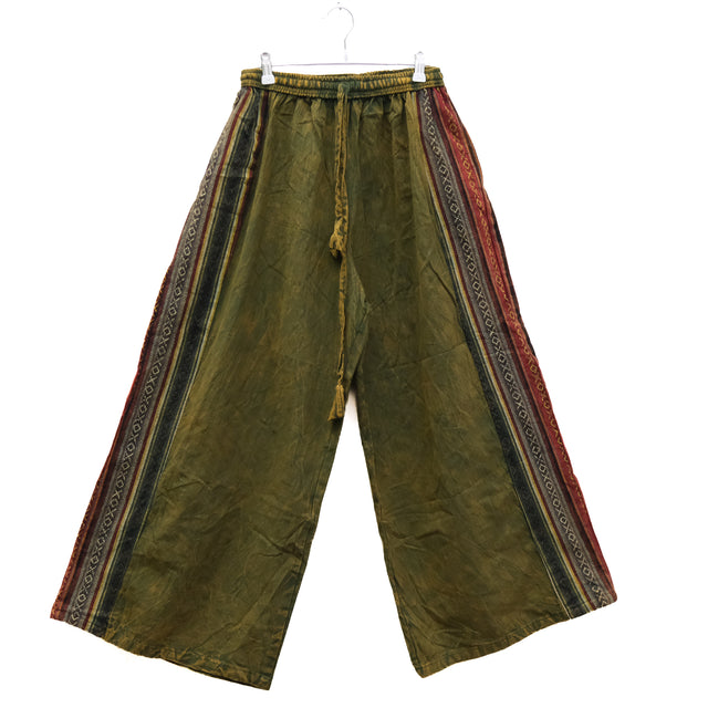 Stonewashed Hippie Pants with Woven Side Panels