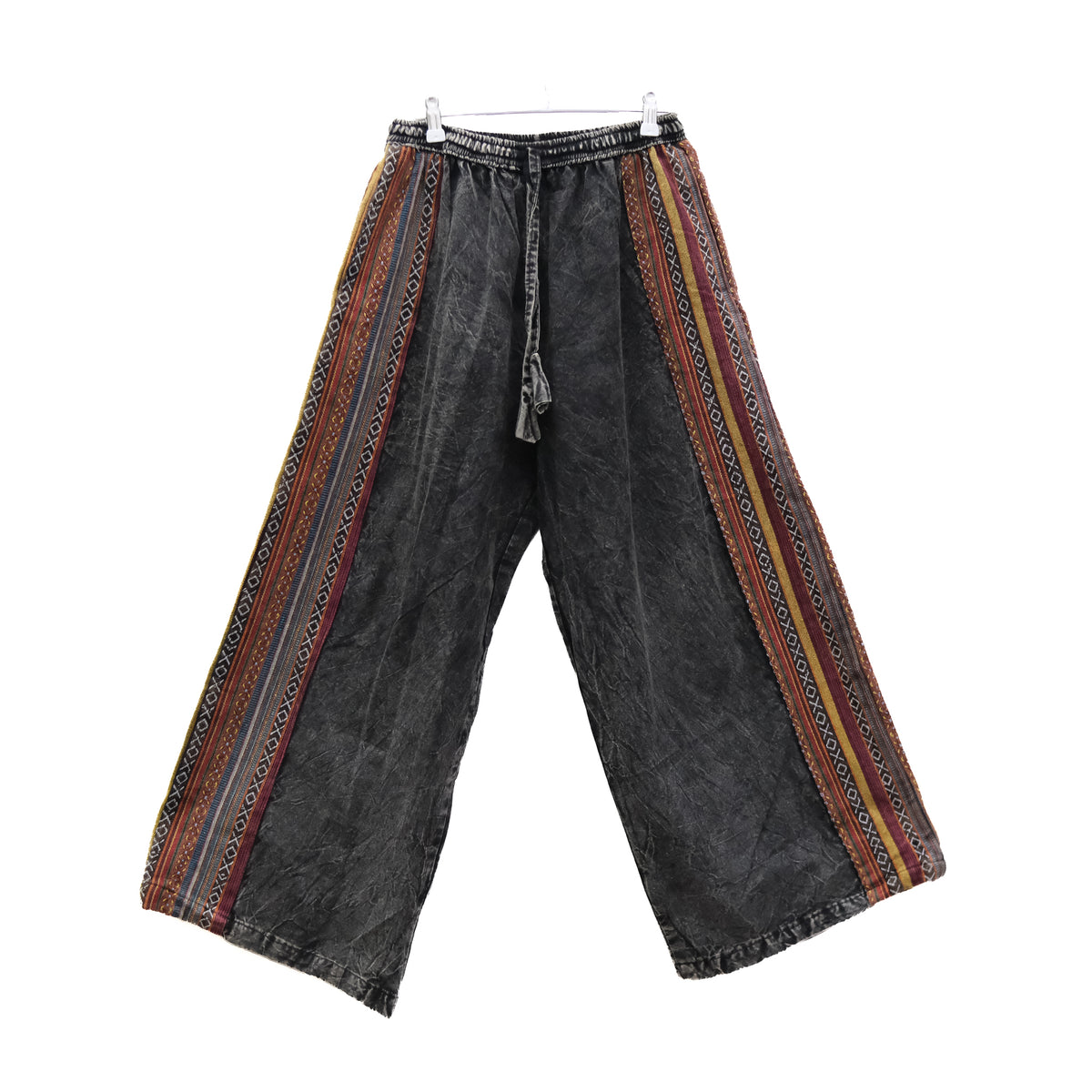 Stonewashed Hippie Pants with Woven Side Panels