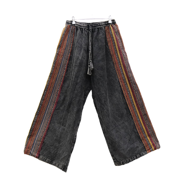 Stonewashed Hippie Pants with Woven Side Panels