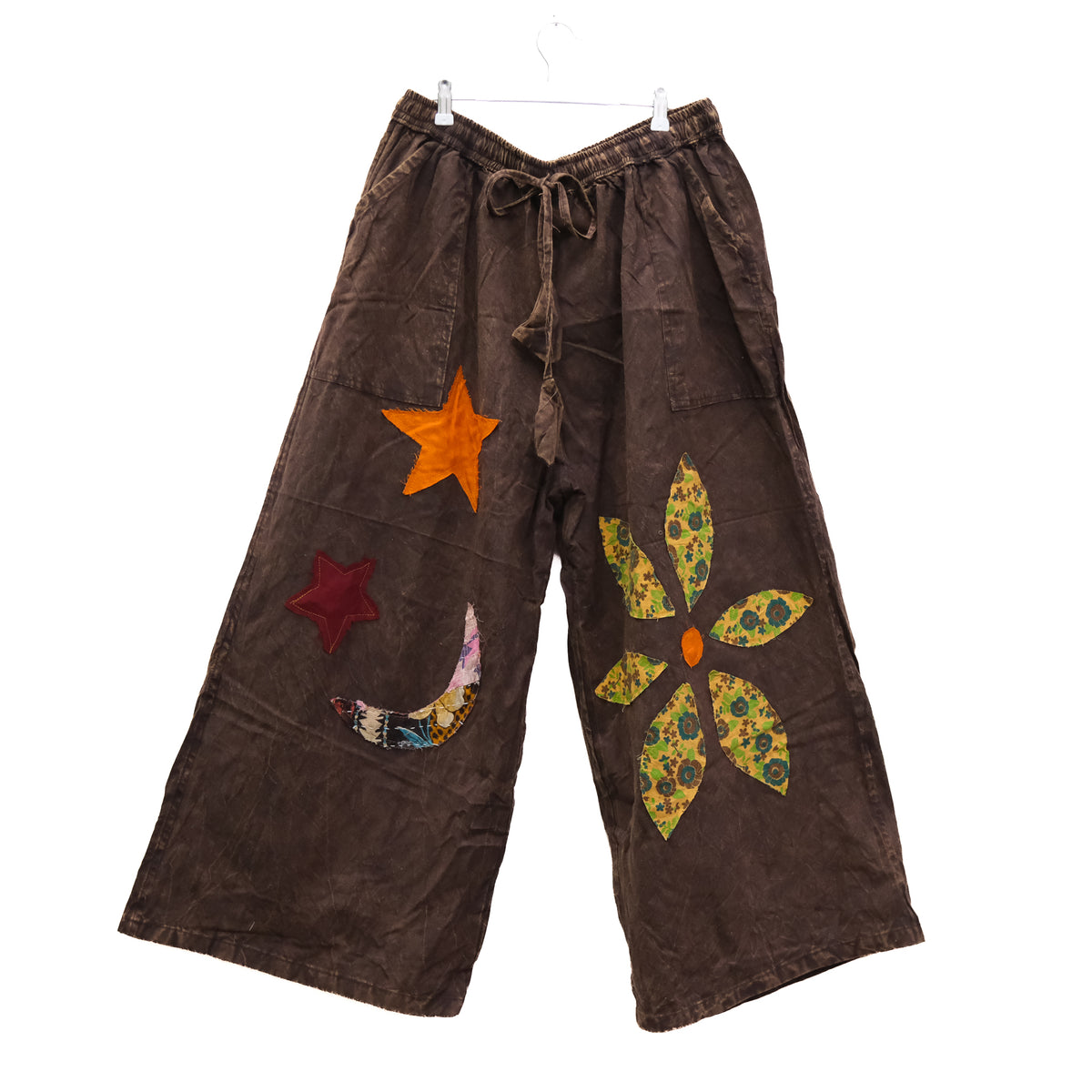 Boho Floral Patchwork Wide Leg Cotton Pants