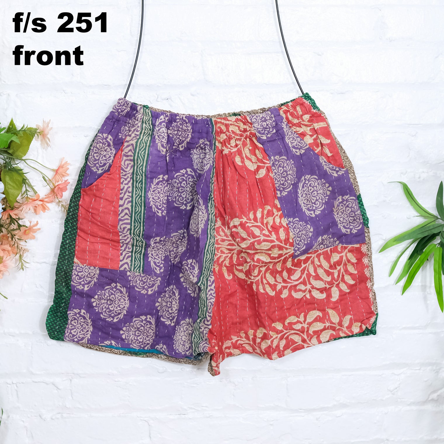 Bohemian Kantha Cotton Shorts