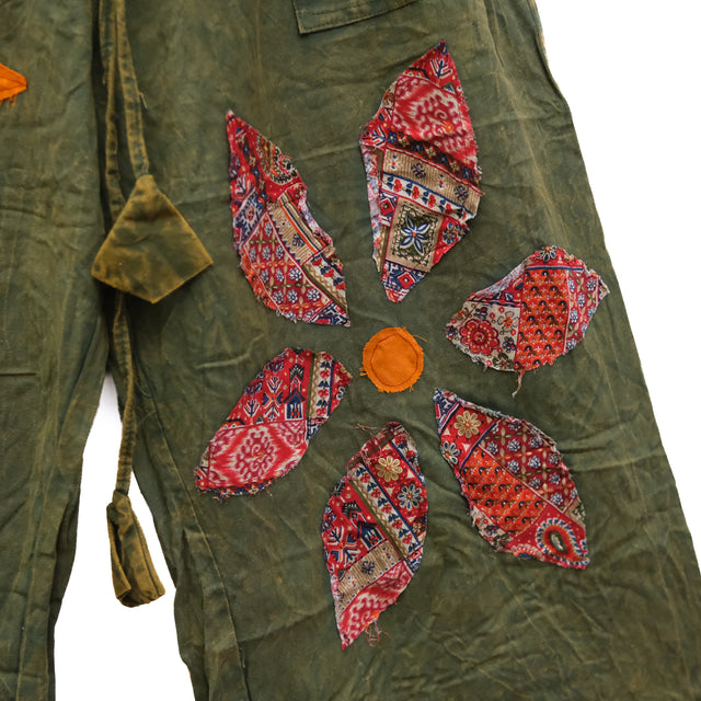 Boho Floral Patchwork Wide Leg Cotton Pants