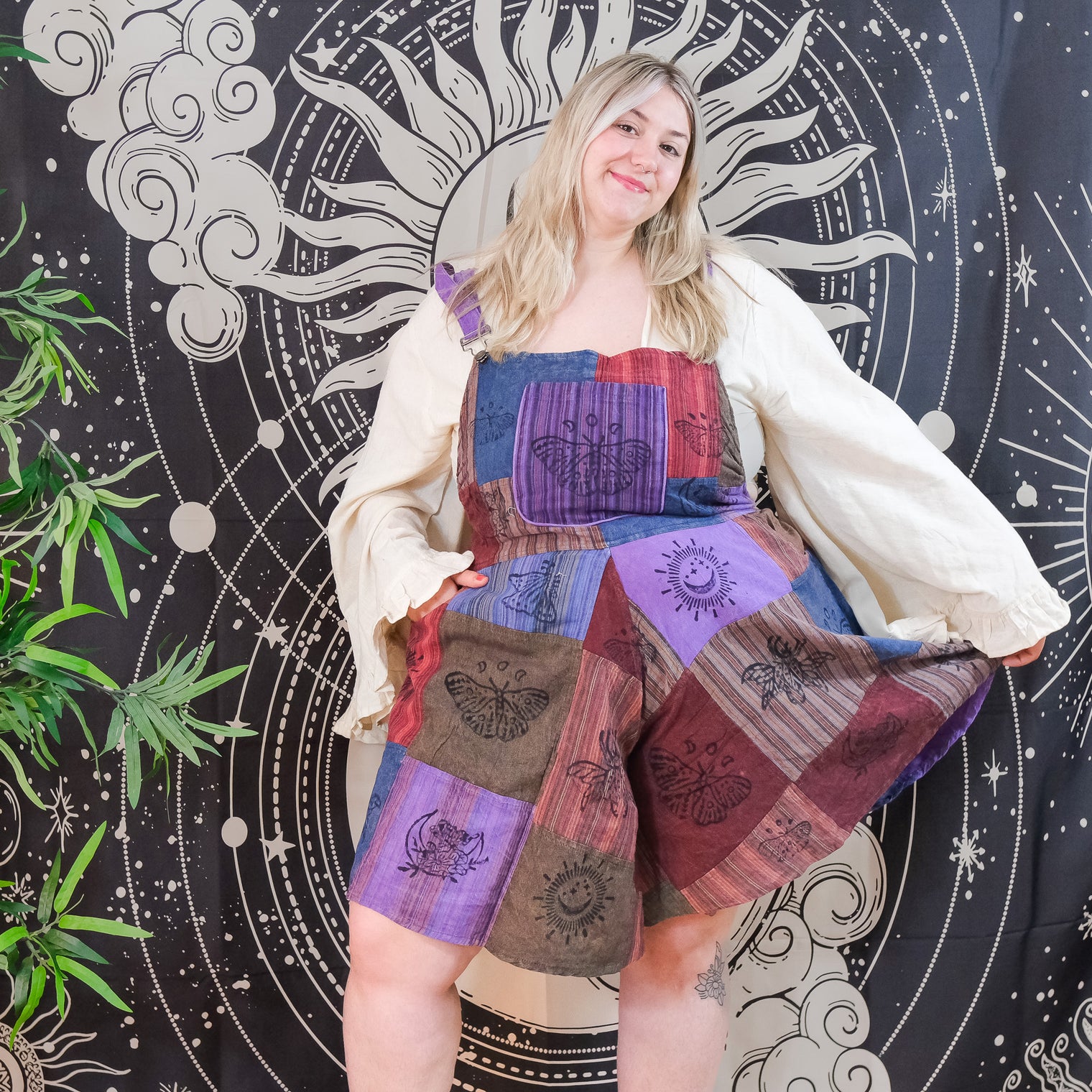 Patchwork Flowy Wide Leg Romper