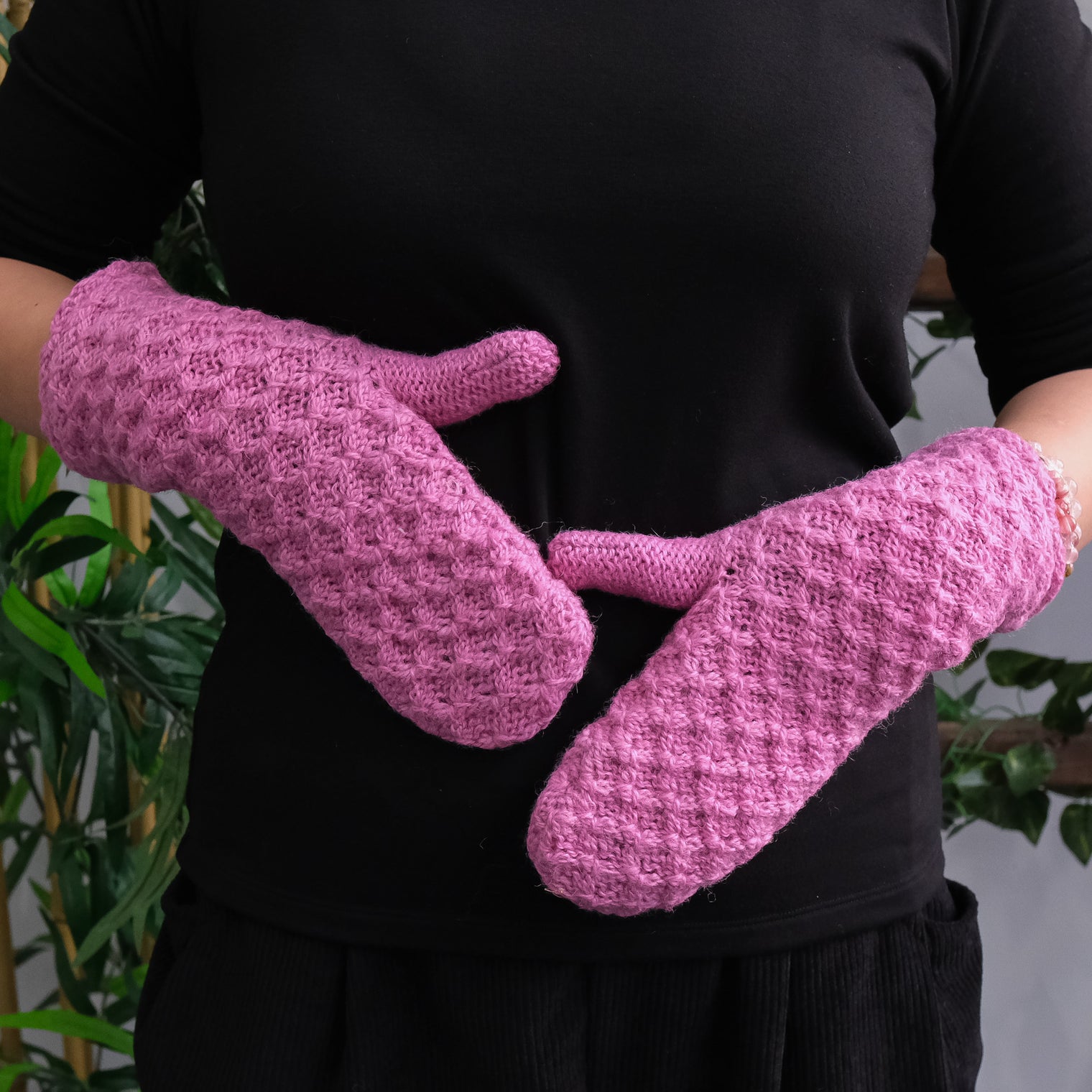 Knit Solid Color Winter Mittens