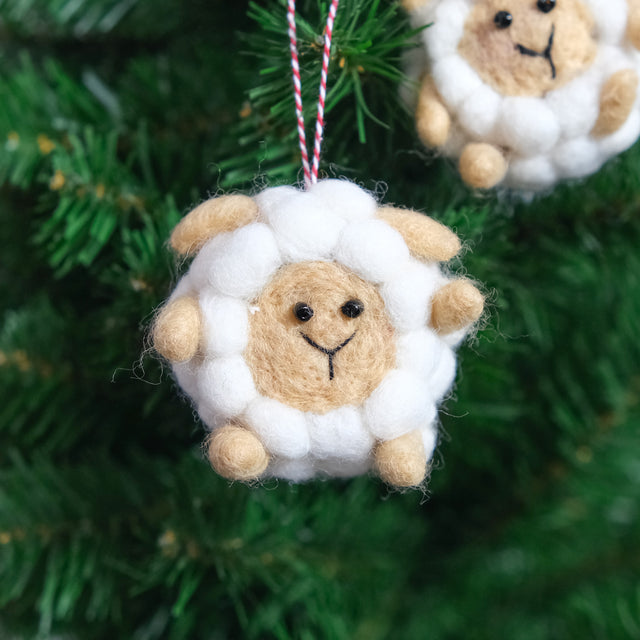 Handmade Felt Sheep Christmas Ornament