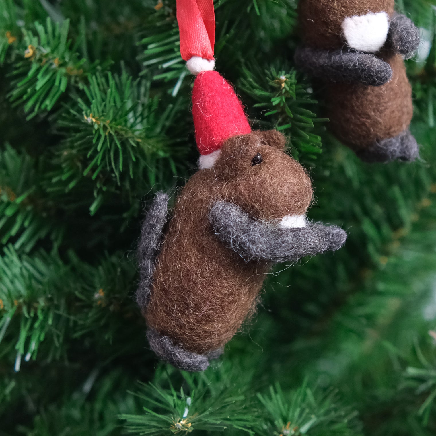 Handmade Felt Beaver Christmas Ornament