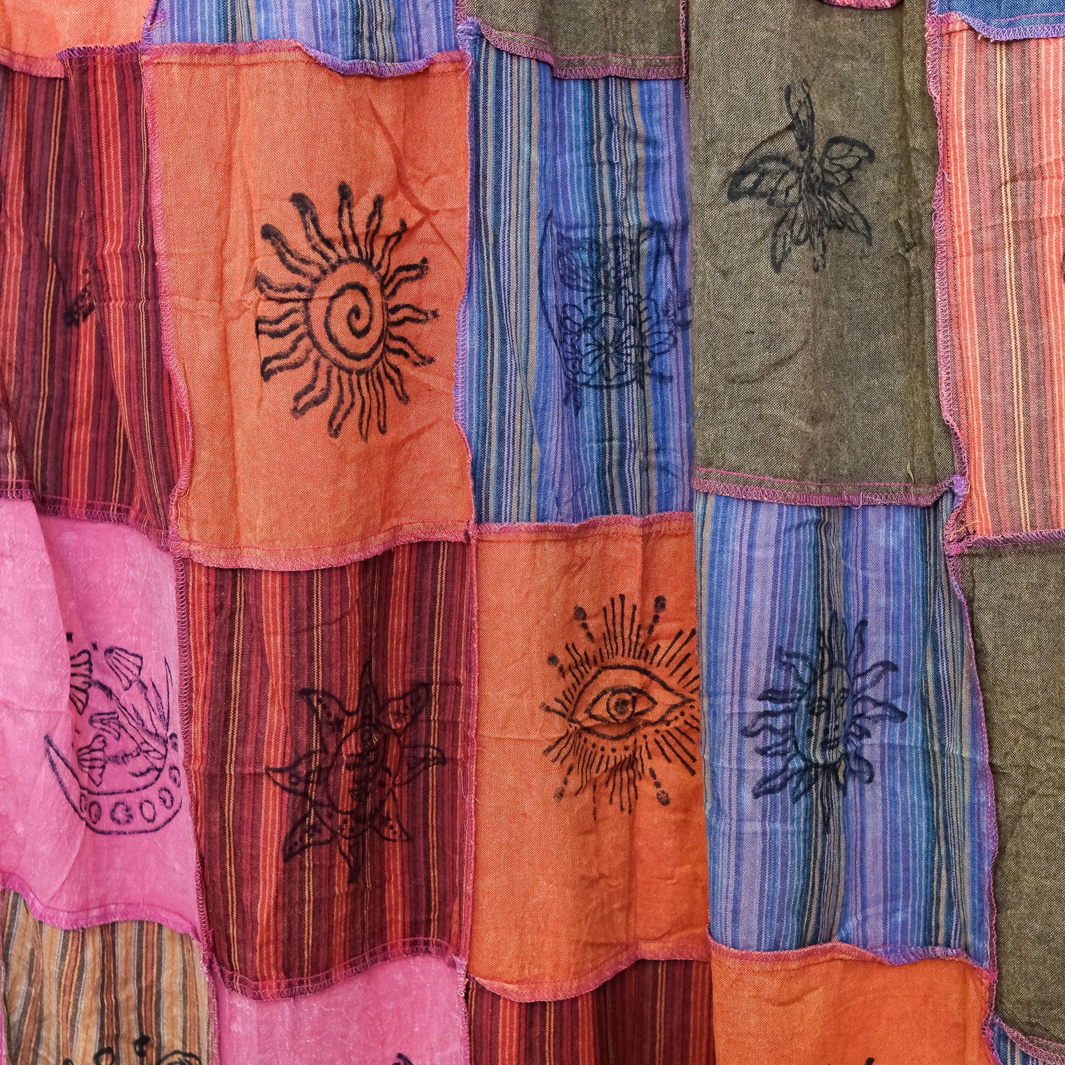 Patchwork Block Print Curtain Panel