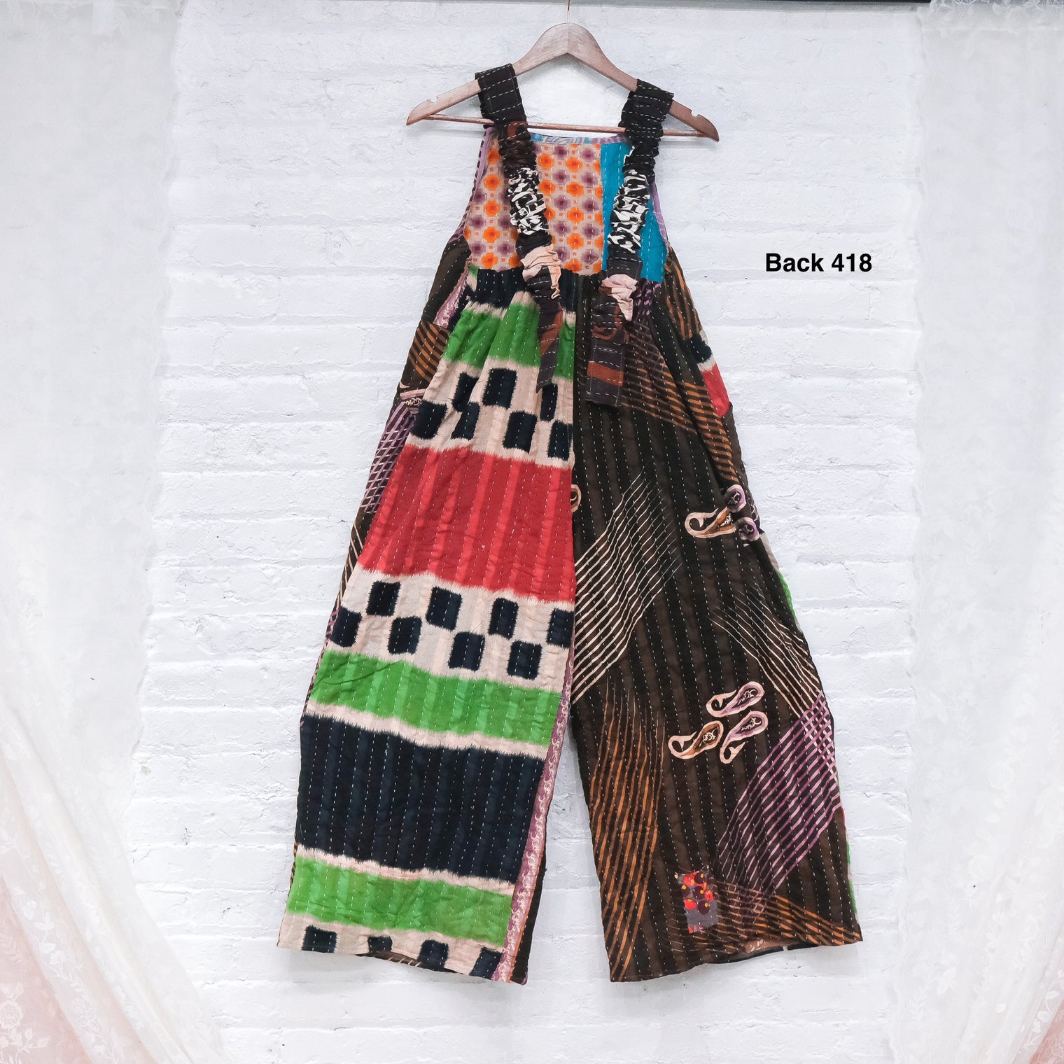 Kantha Boho Wide Leg Jumpsuit with Pockets