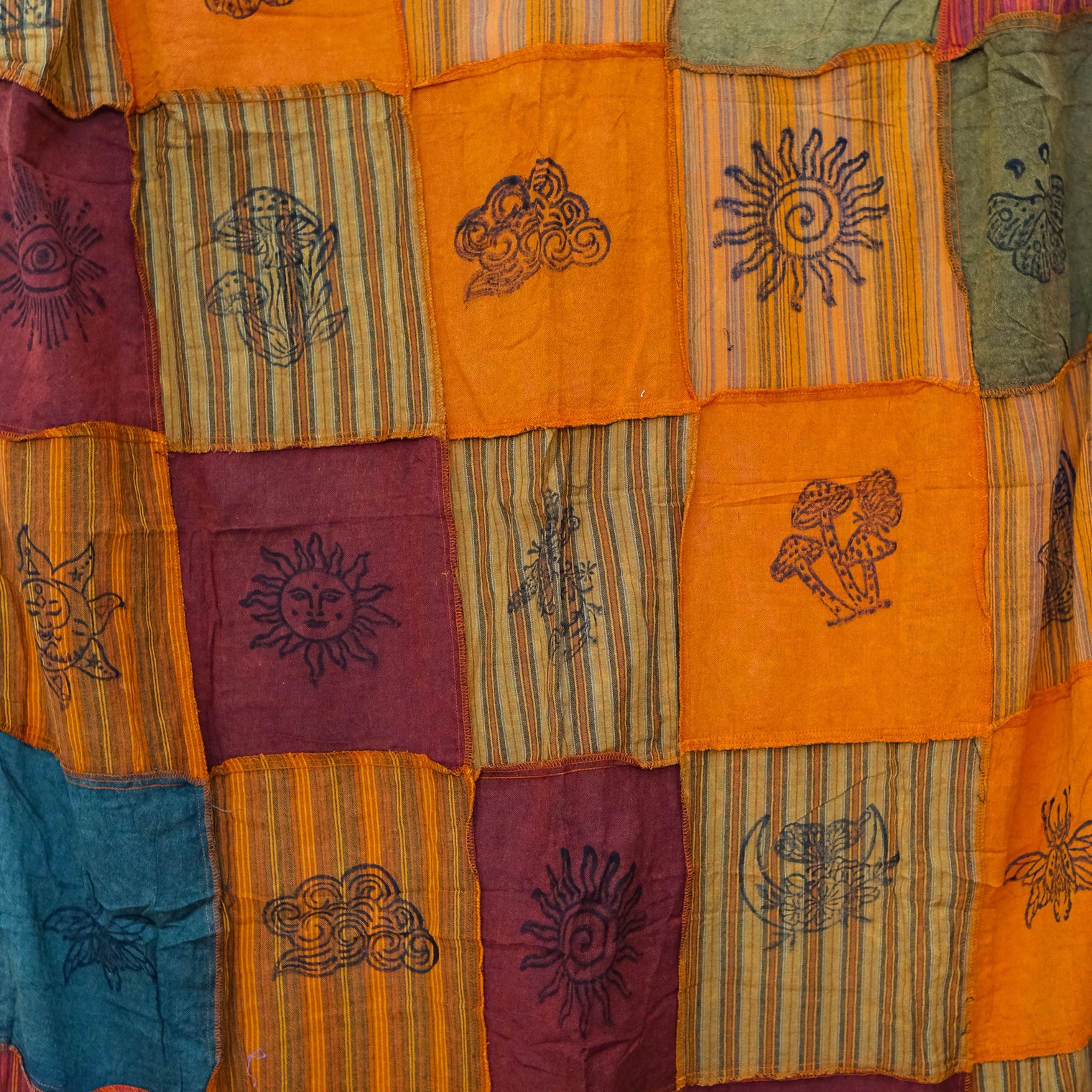 Patchwork Block Print Curtain Panel