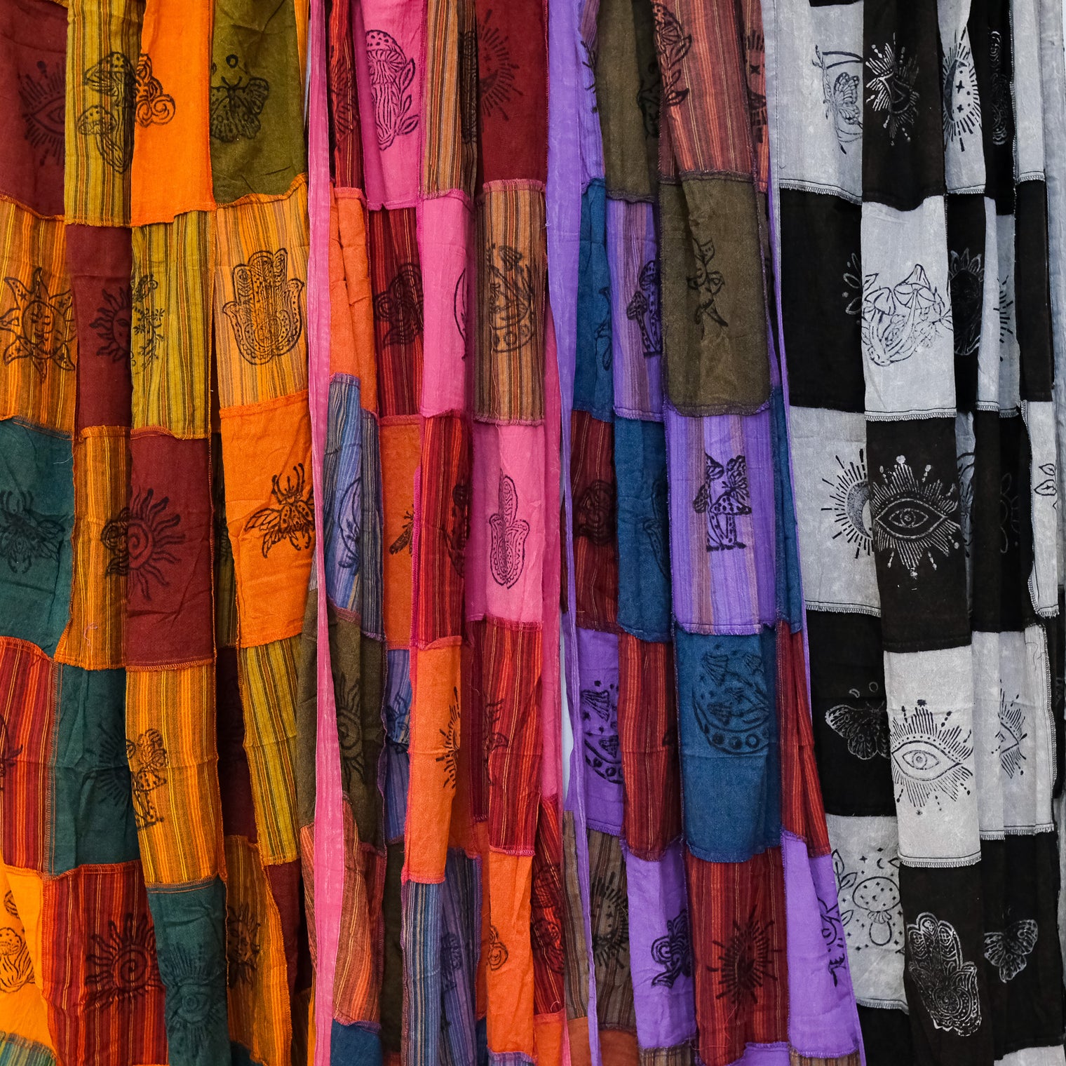 Patchwork Block Print Curtain Panel