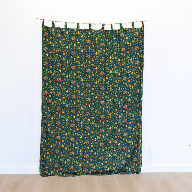 Cottagecore Floral Curtain Panel with Butterflies