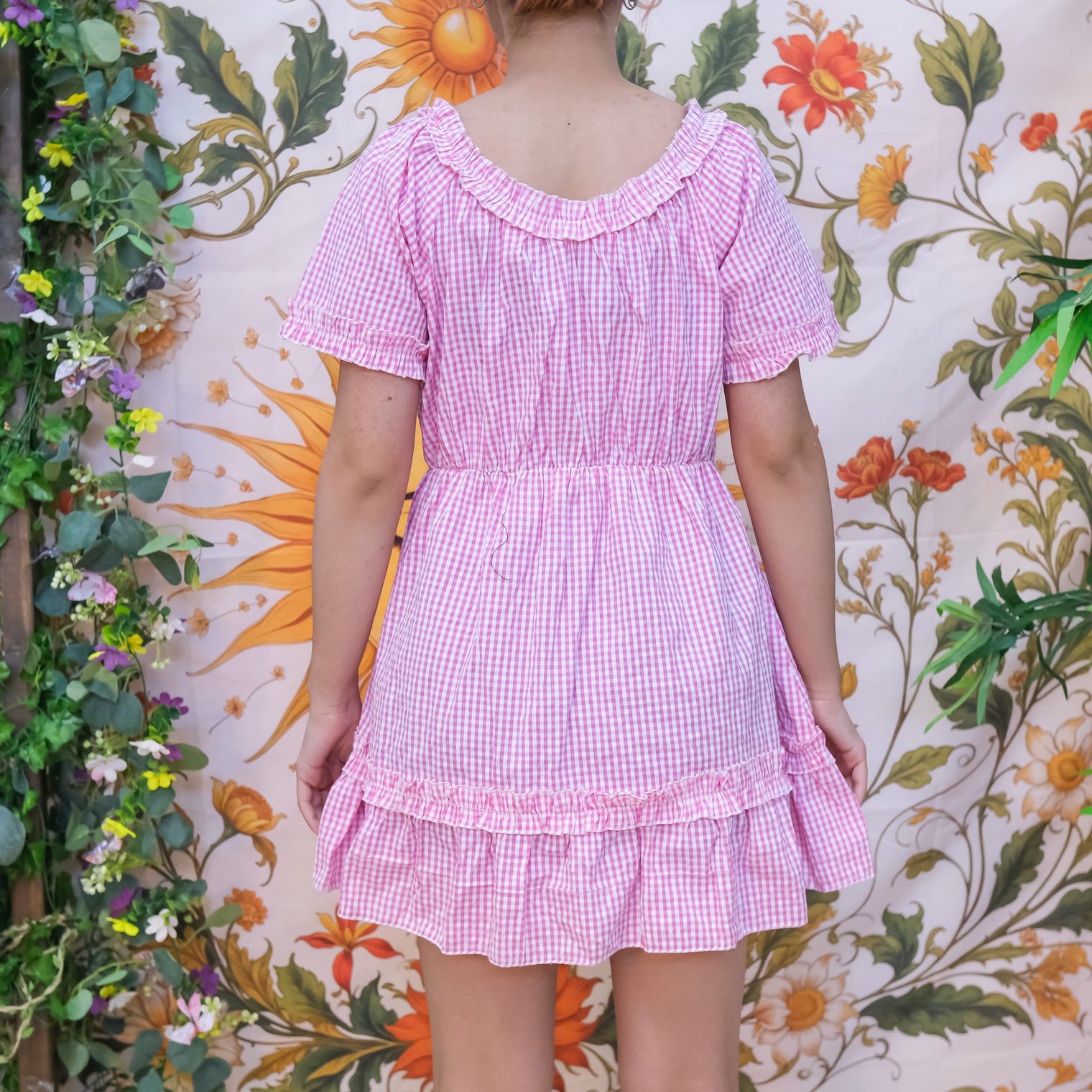 Gingham Ruffle Mini Dress