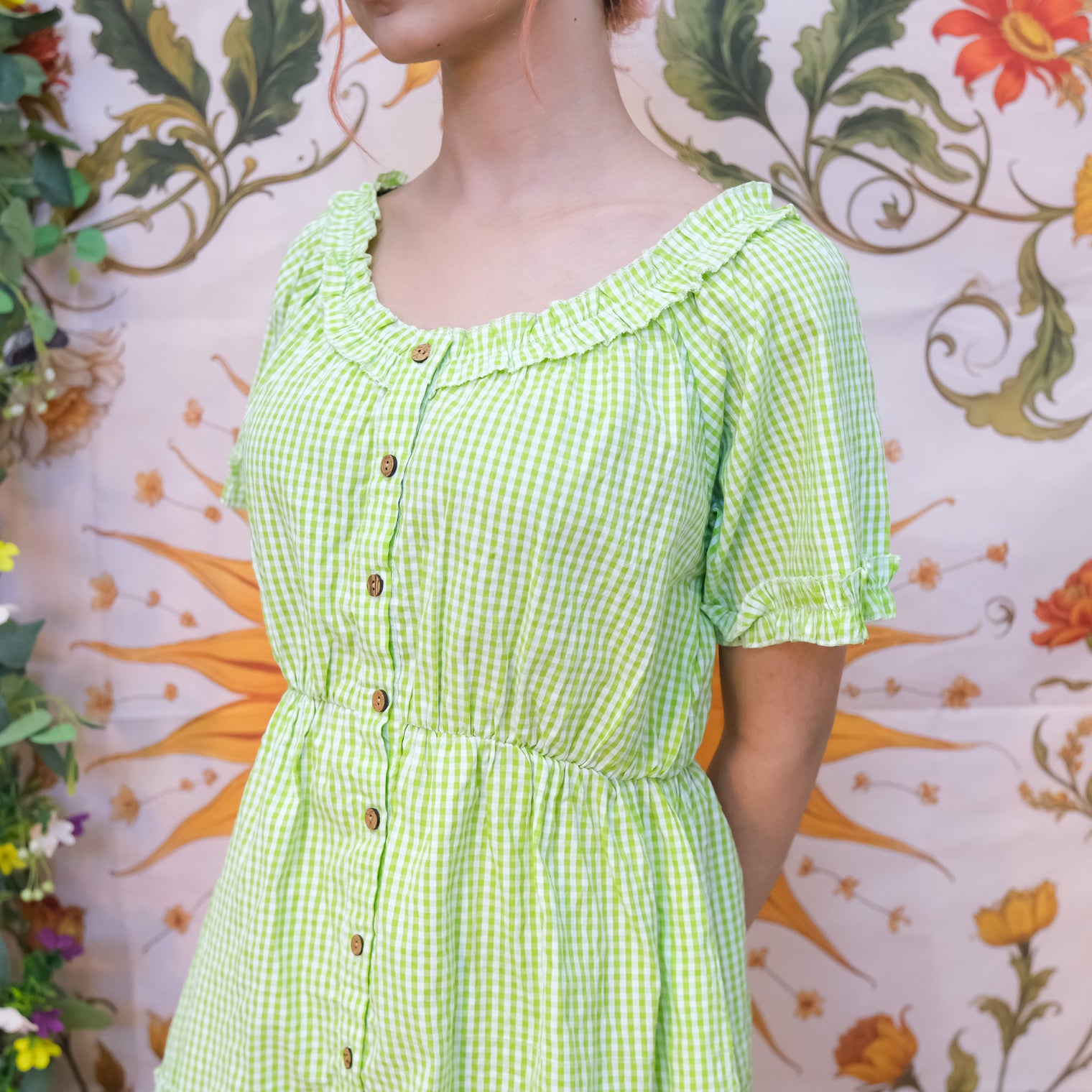 Gingham Ruffle Mini Dress