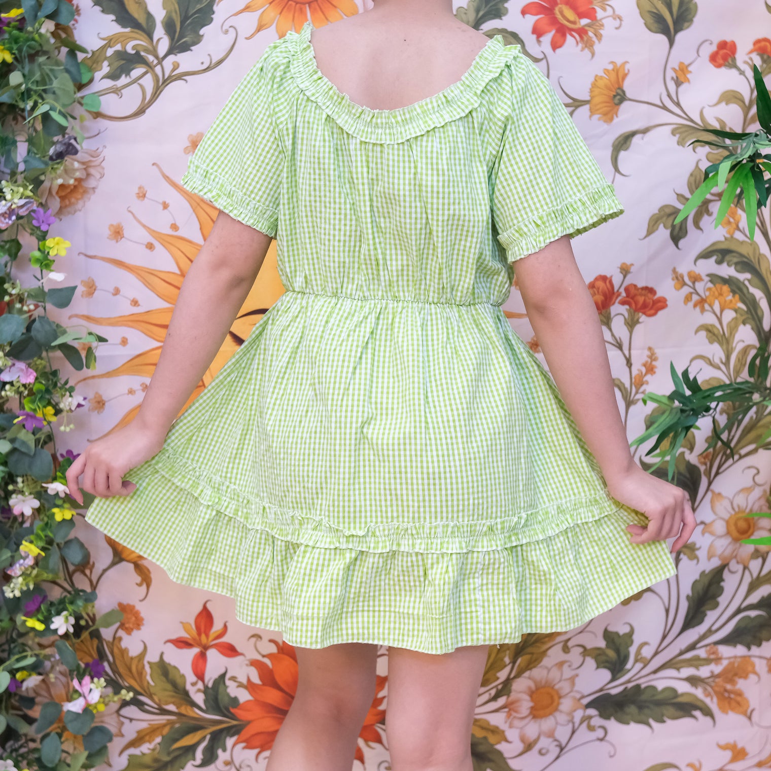 Gingham Ruffle Mini Dress