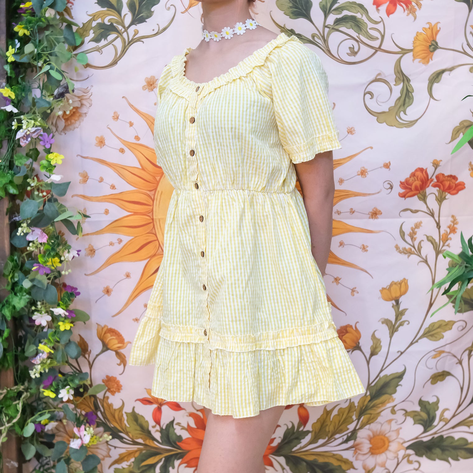 Gingham Ruffle Mini Dress