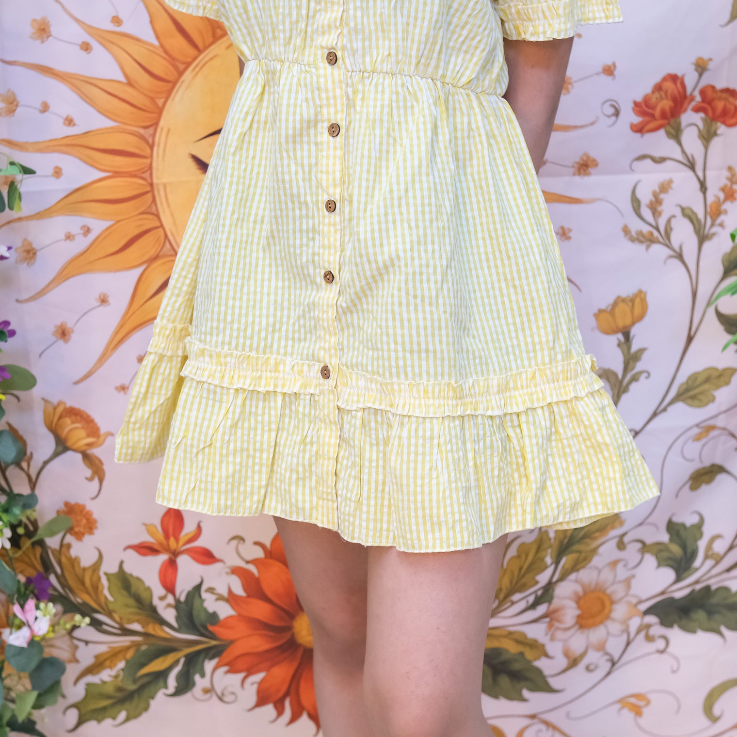 Gingham Ruffle Mini Dress