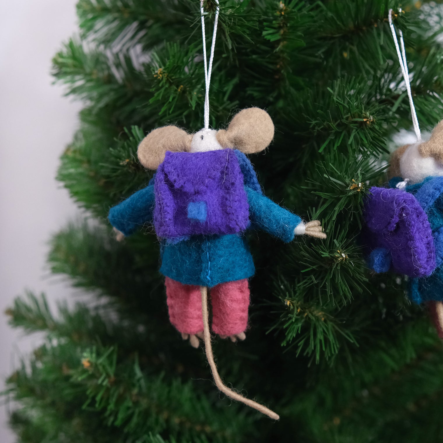 Handmade Felt School Mouse Ornament