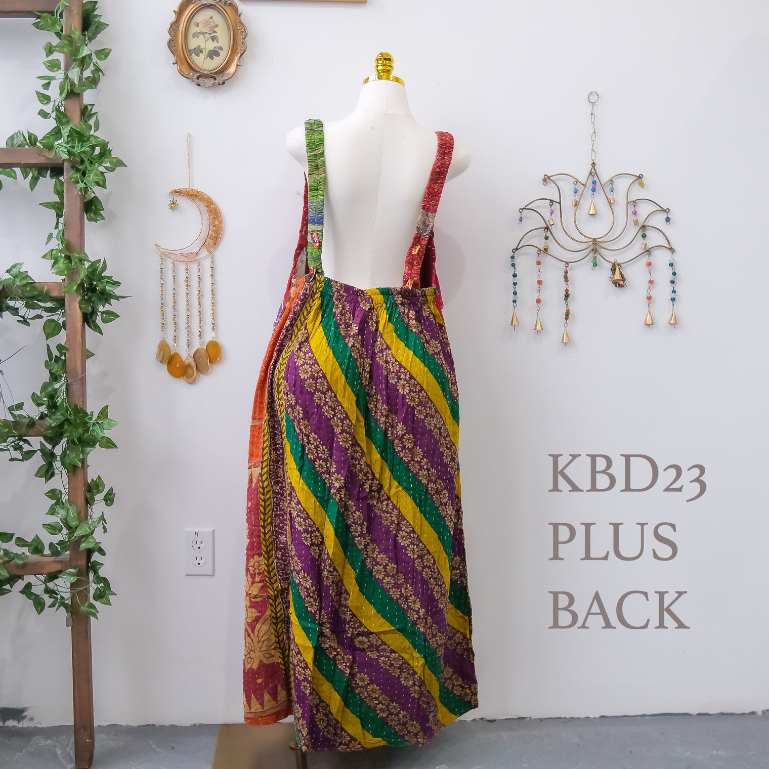 Kantha One of a Kind Plus Size Bib Dress