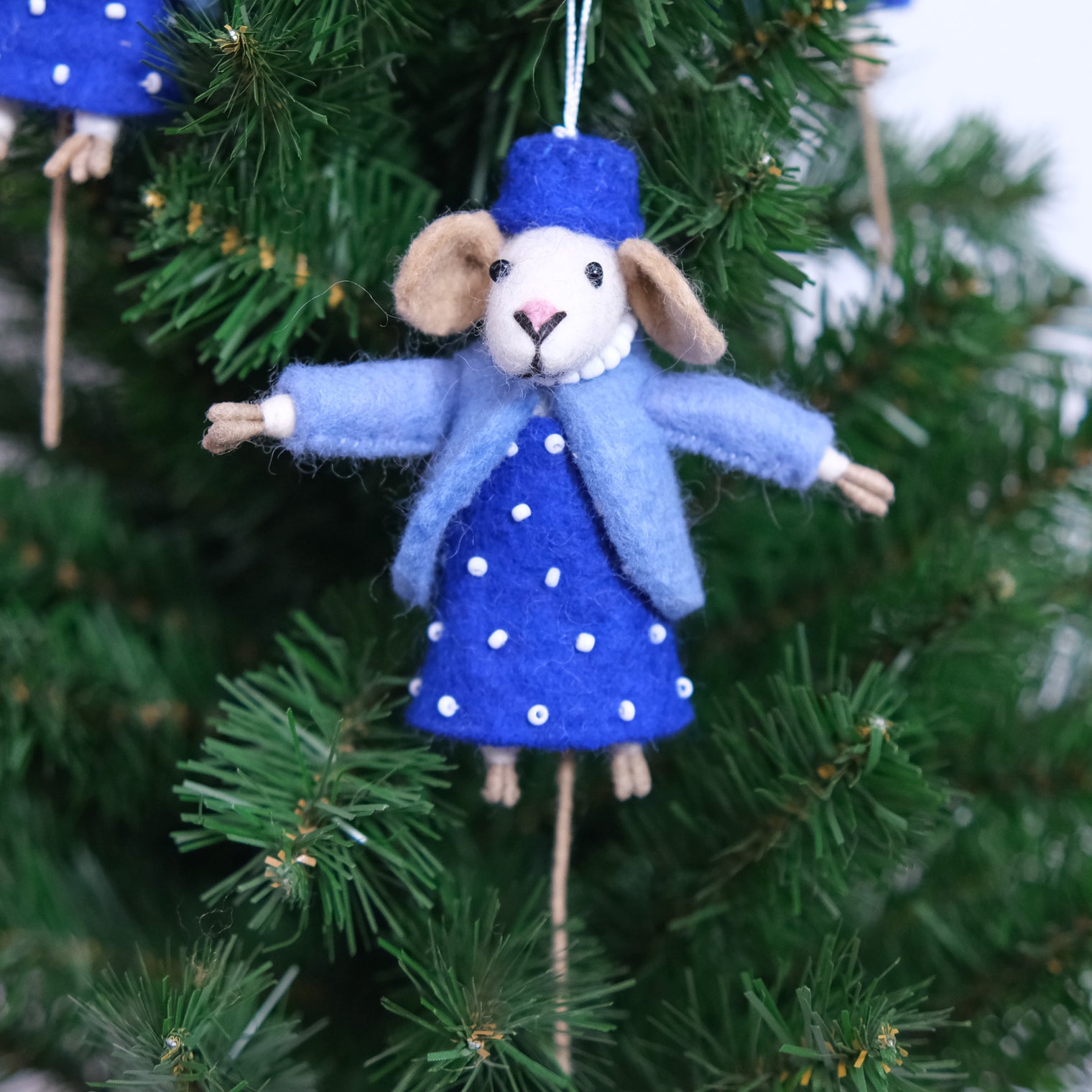 Handmade Felt Lady Mouse Ornament