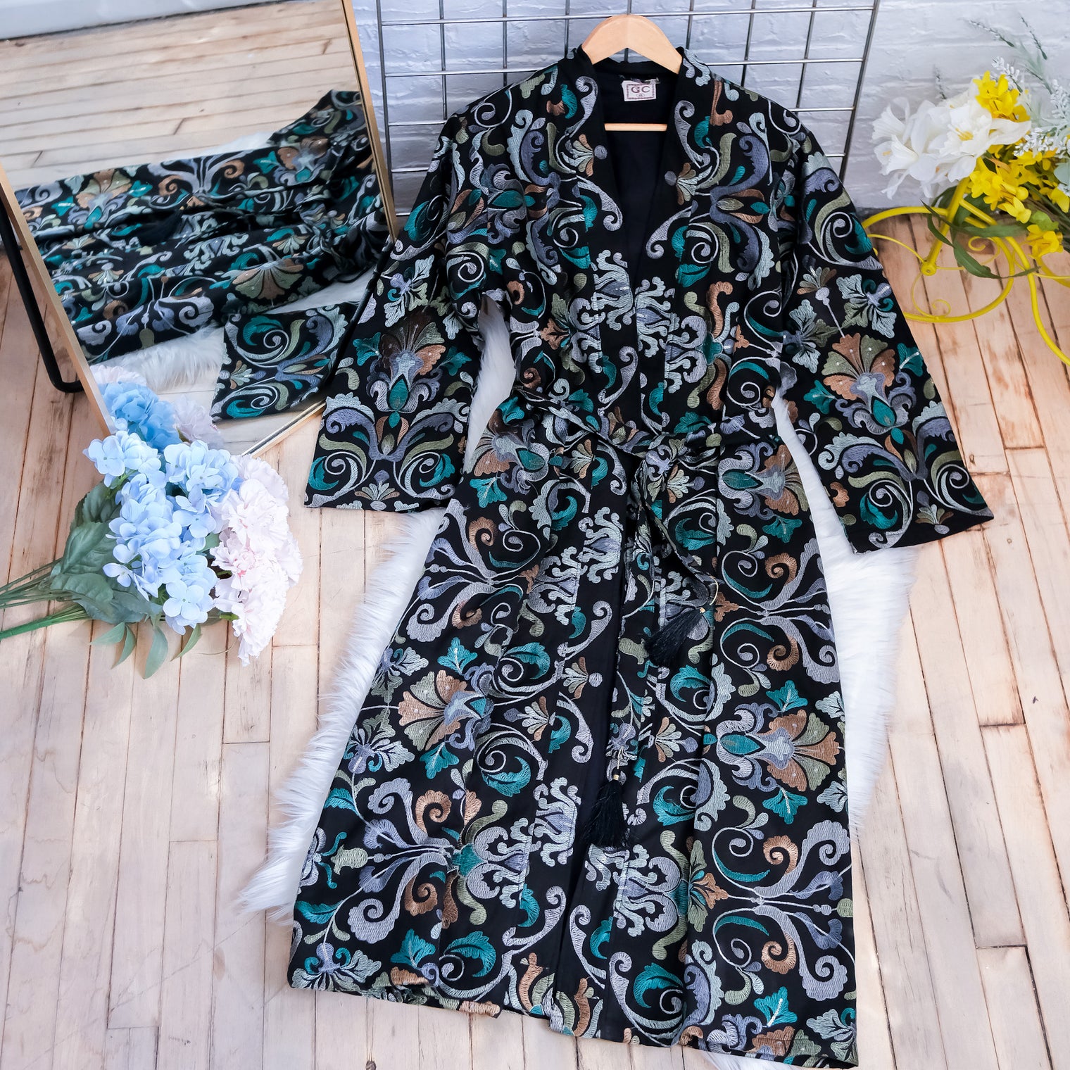 Hand Embroidered Long Unisex Kimono