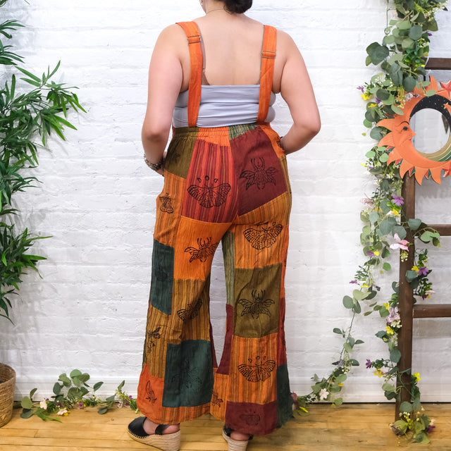 Patchwork Gothic Bib Wide Leg Jumpsuit