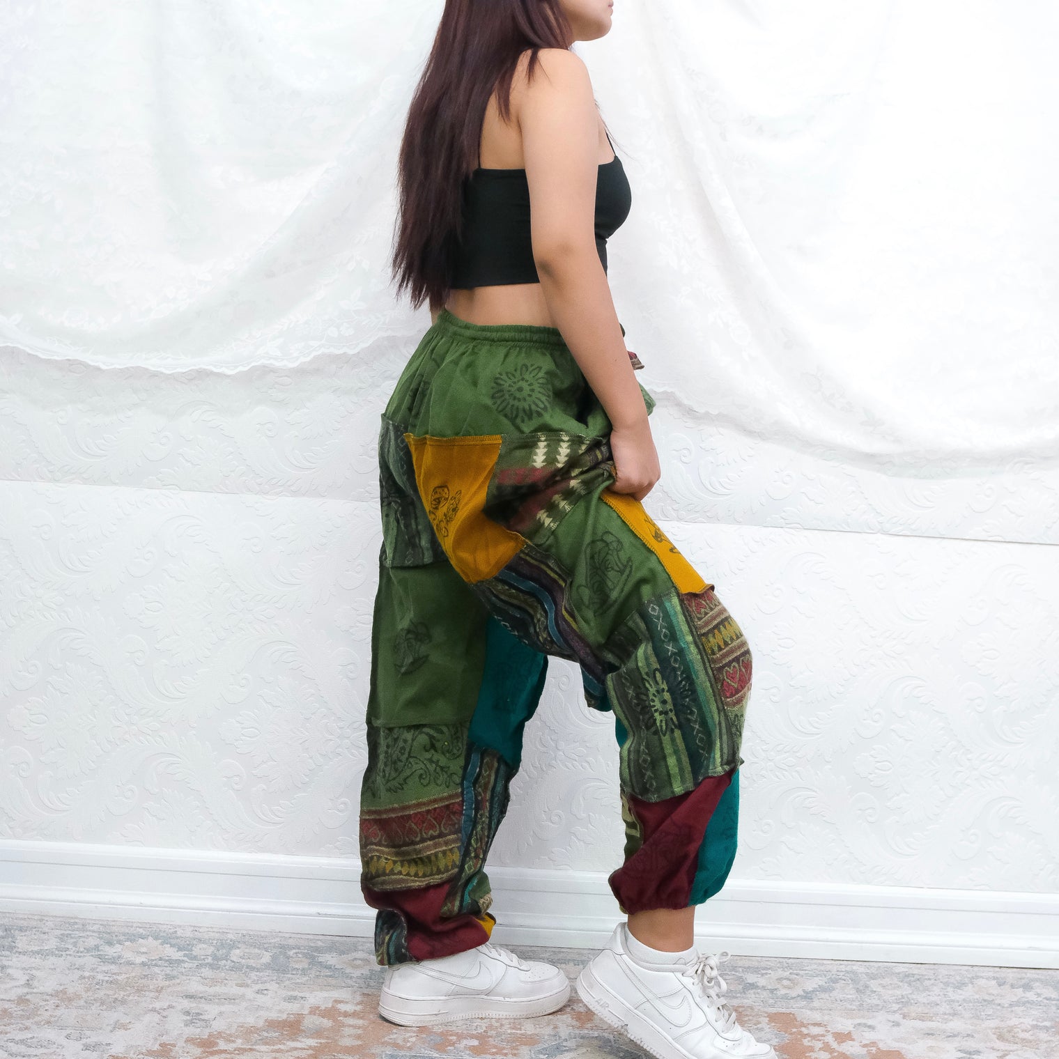 Patch Winter Joggers with Block Print