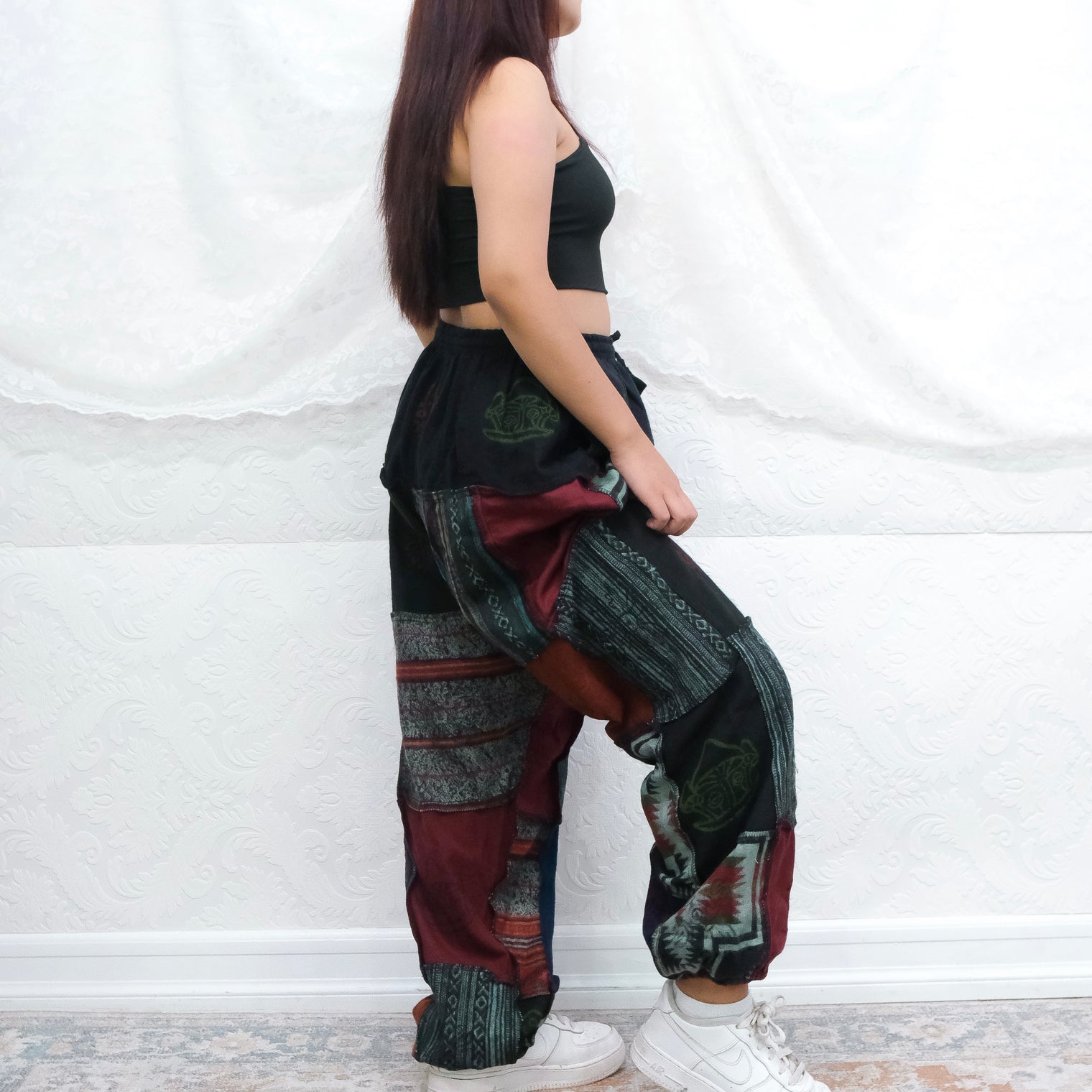 Patch Winter Joggers with Block Print