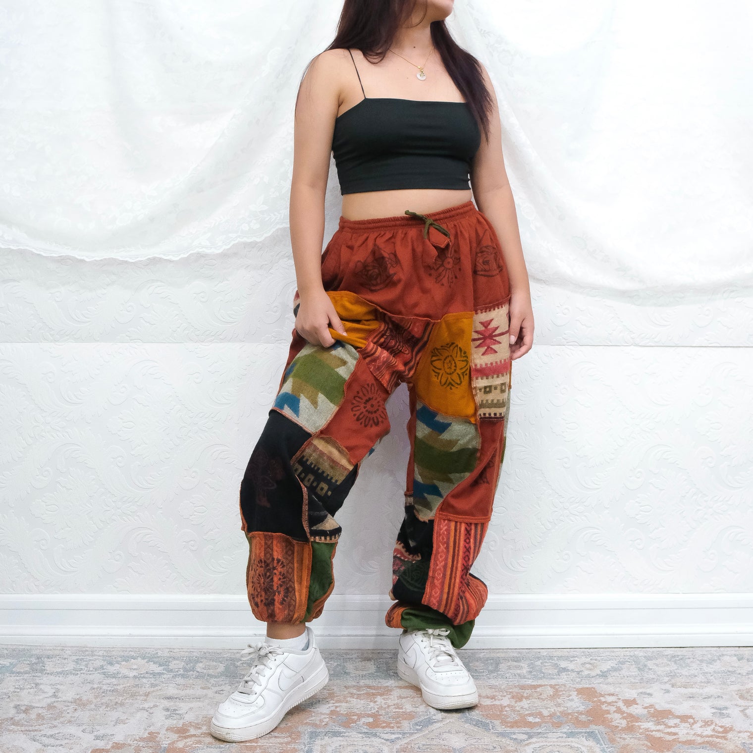 Patch Winter Joggers with Block Print