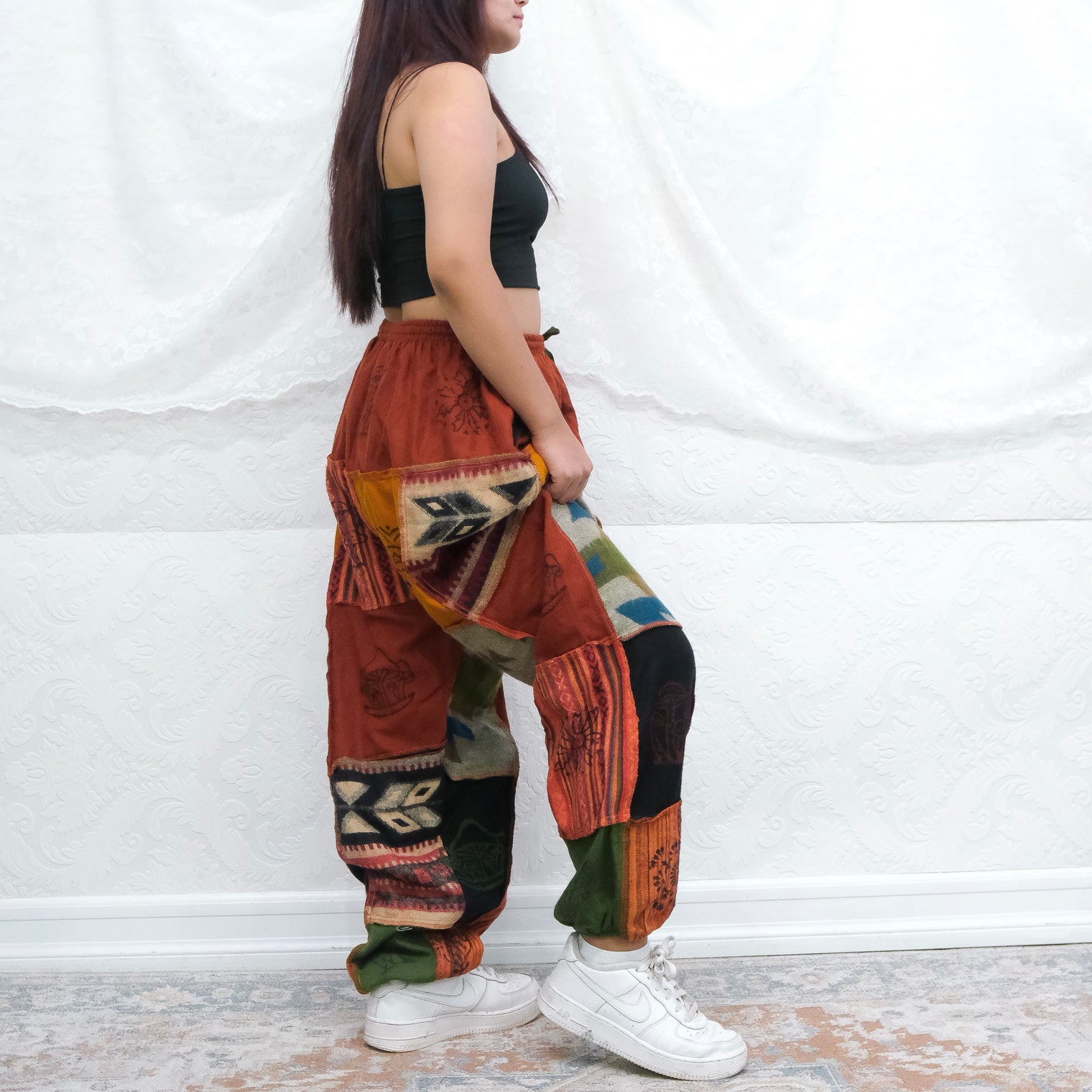 Patch Winter Joggers with Block Print