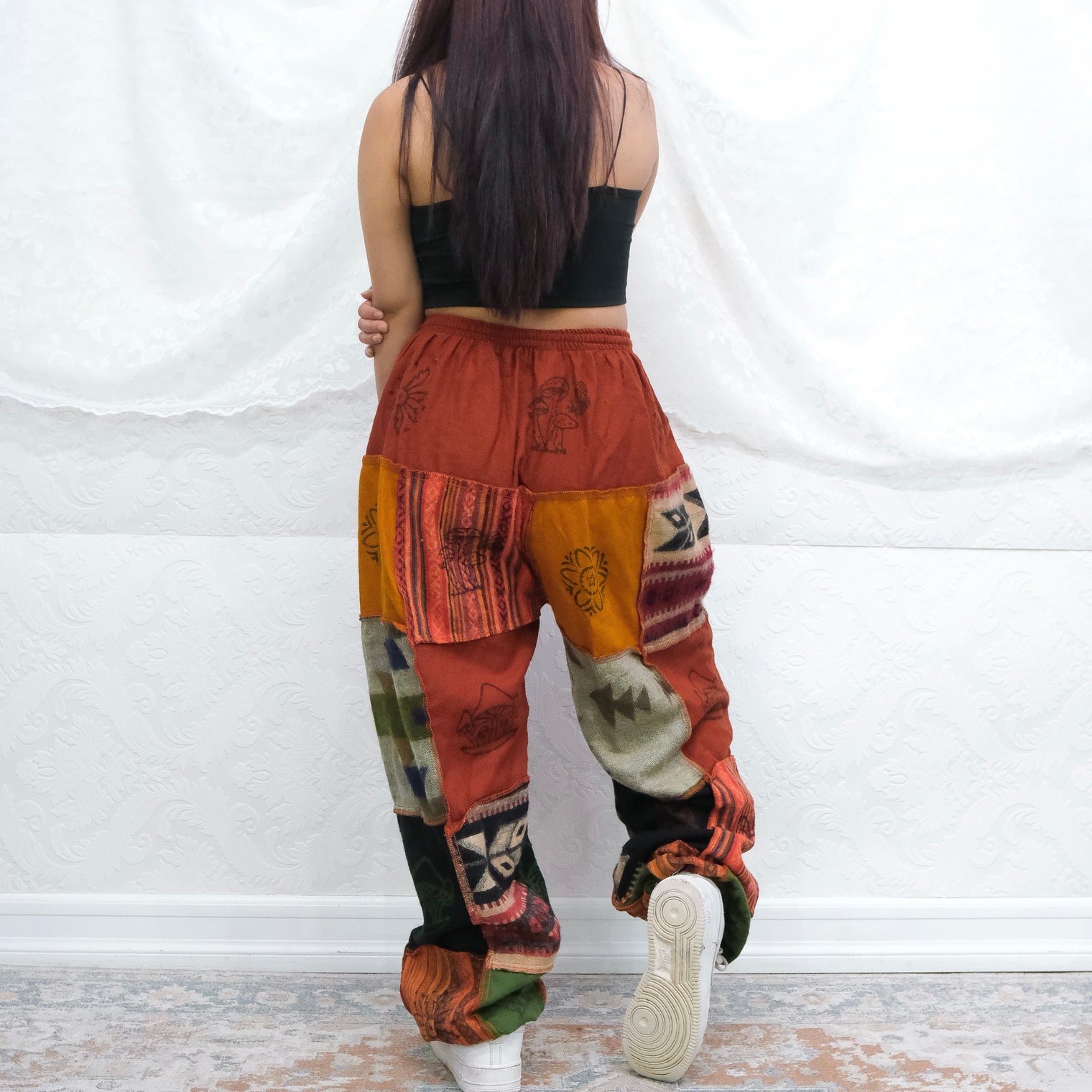 Patch Winter Joggers with Block Print