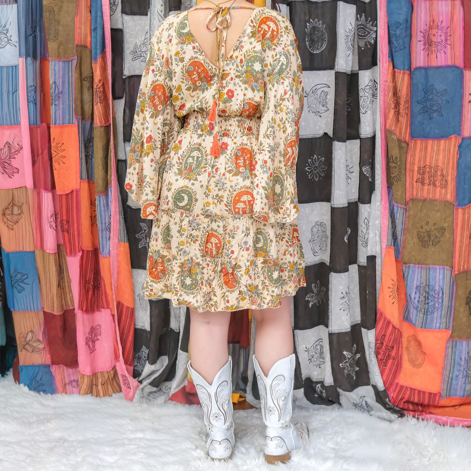 Whimsical Flare Sleeve Tiered Mini Dress with Smocked Waist