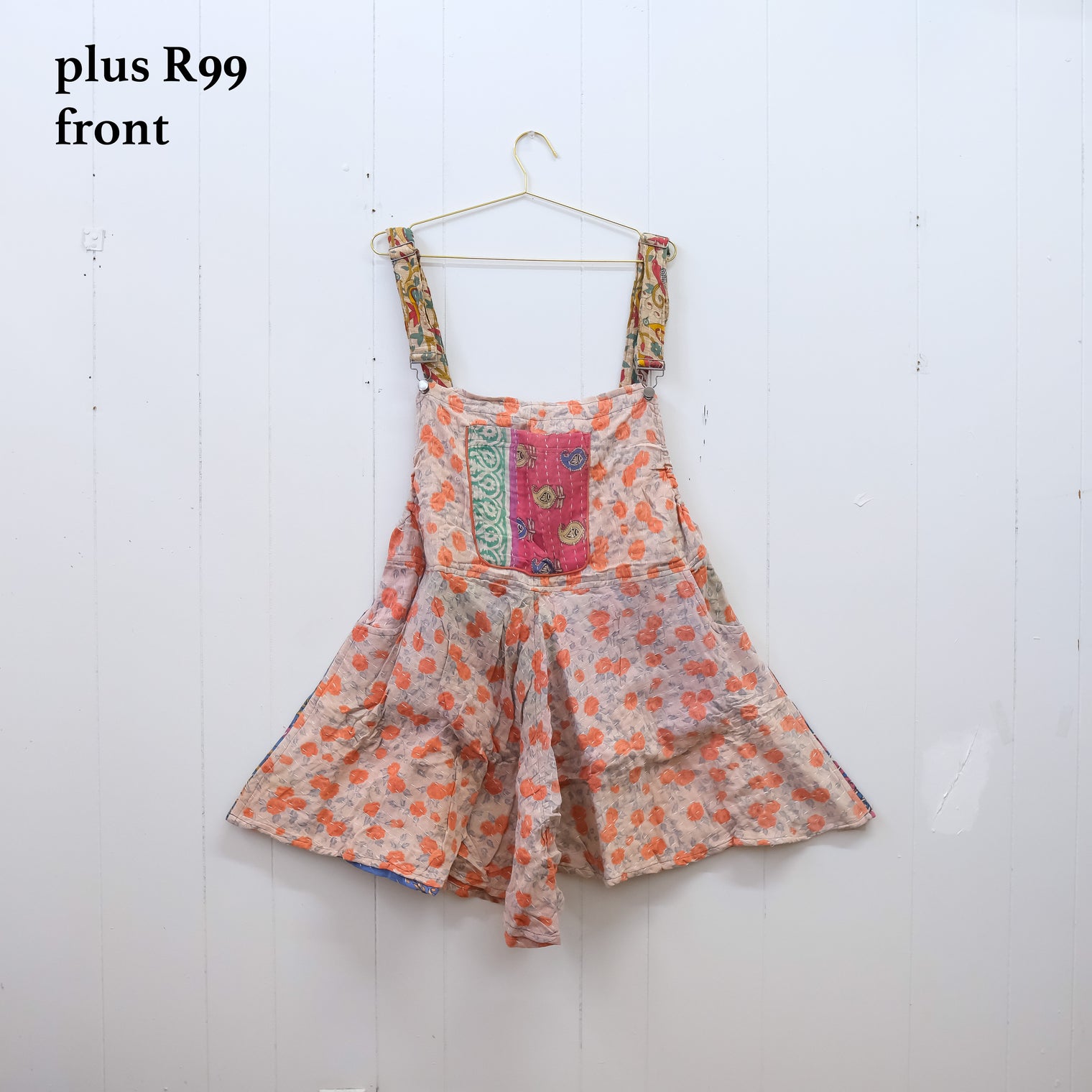 Kantha Bloom Plus Size Romper with Pockets