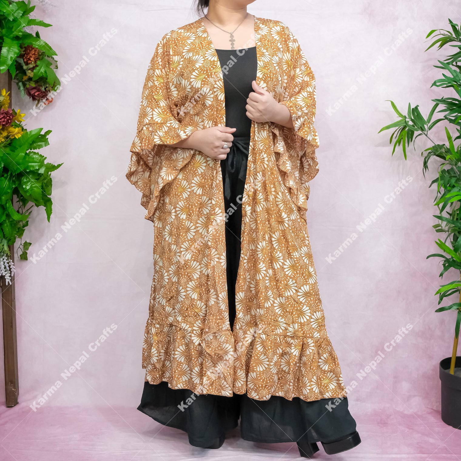 Sienna Moon Long Kimono with Ruffle Sleeve
