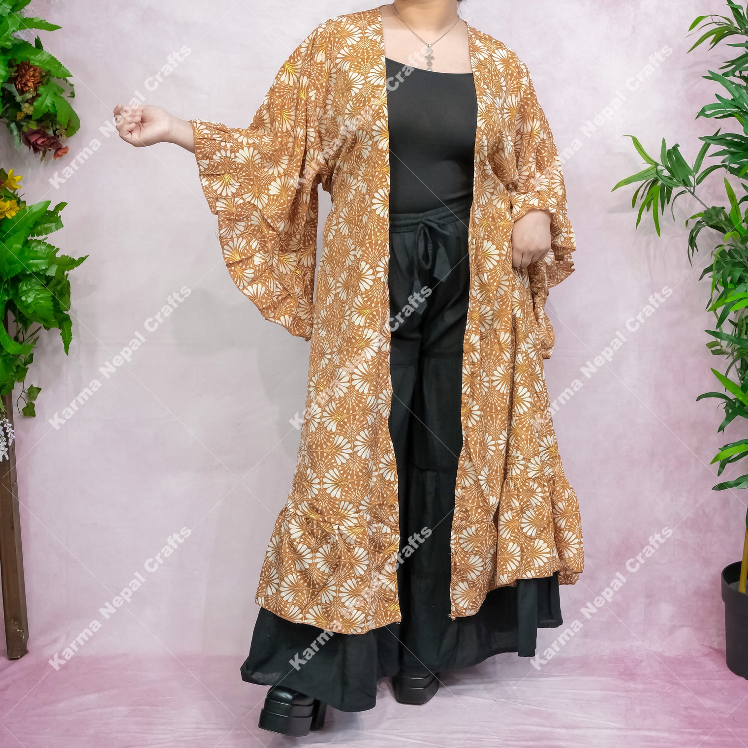 Sienna Moon Long Kimono with Ruffle Sleeve