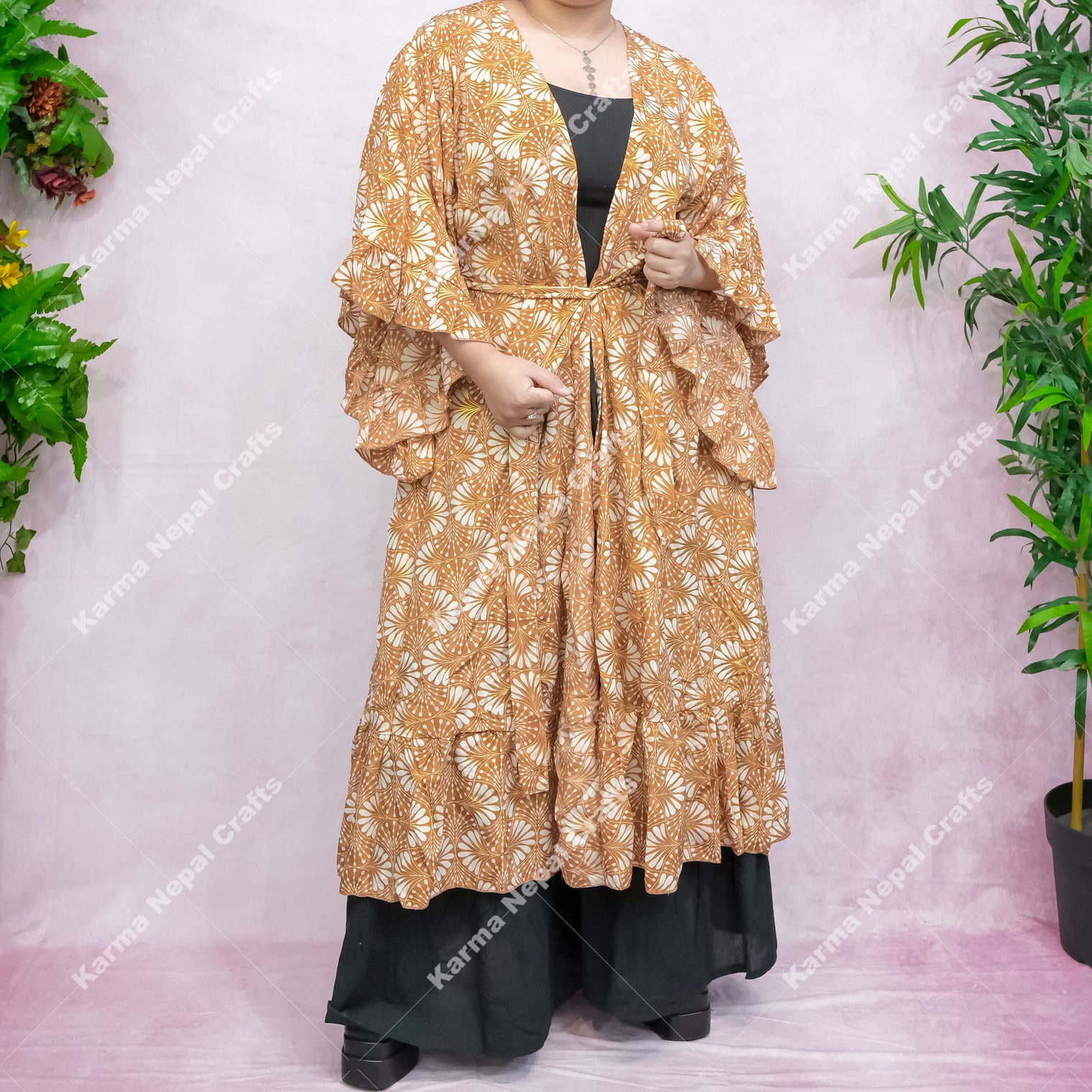 Sienna Moon Long Kimono with Ruffle Sleeve