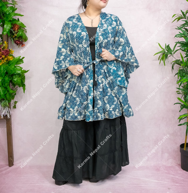 Moonlight Flowy Ruffle Sleeve Kimono with Pockets