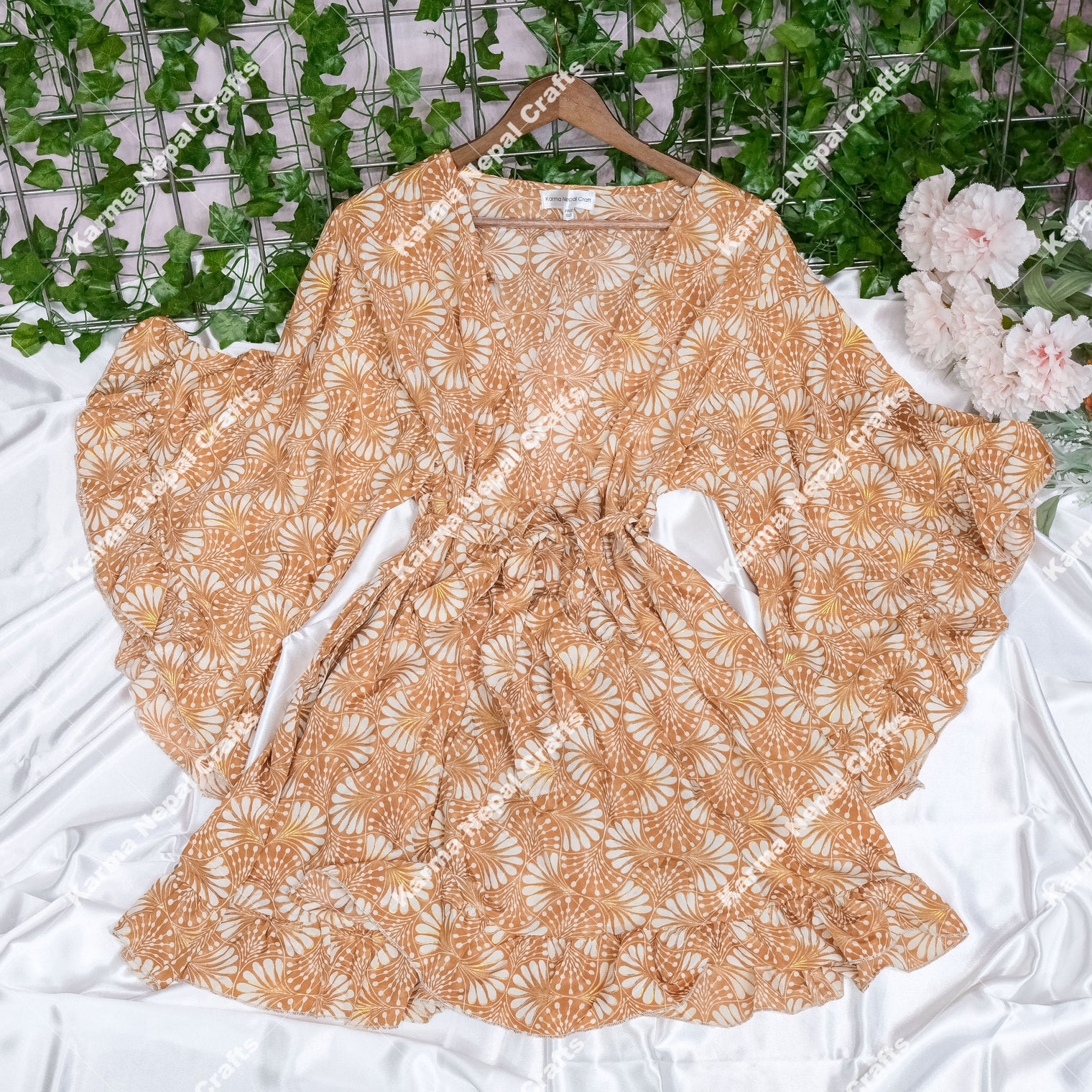 Moonlight Flowy Ruffle Sleeve Kimono with Pockets
