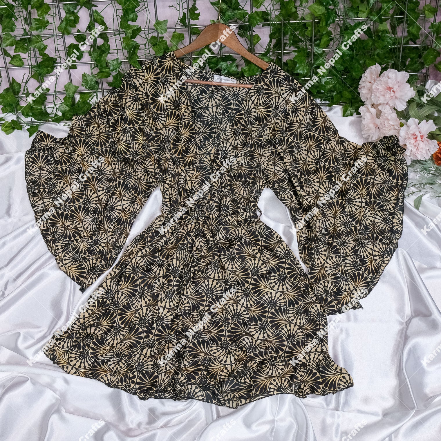 Moonlight Flowy Ruffle Sleeve Kimono with Pockets