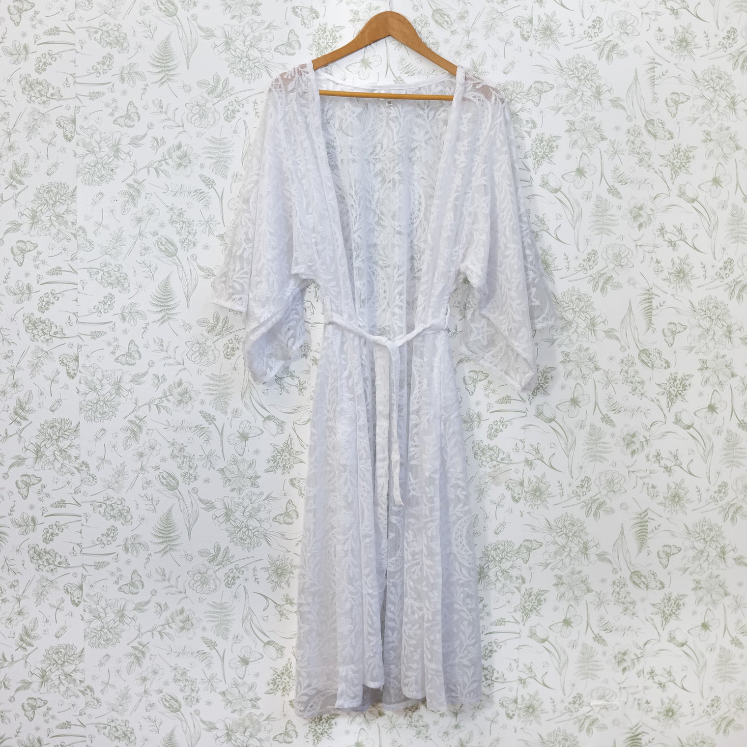 Celestial Sheer Lace Kimono with Pockets & Adjustable Tie