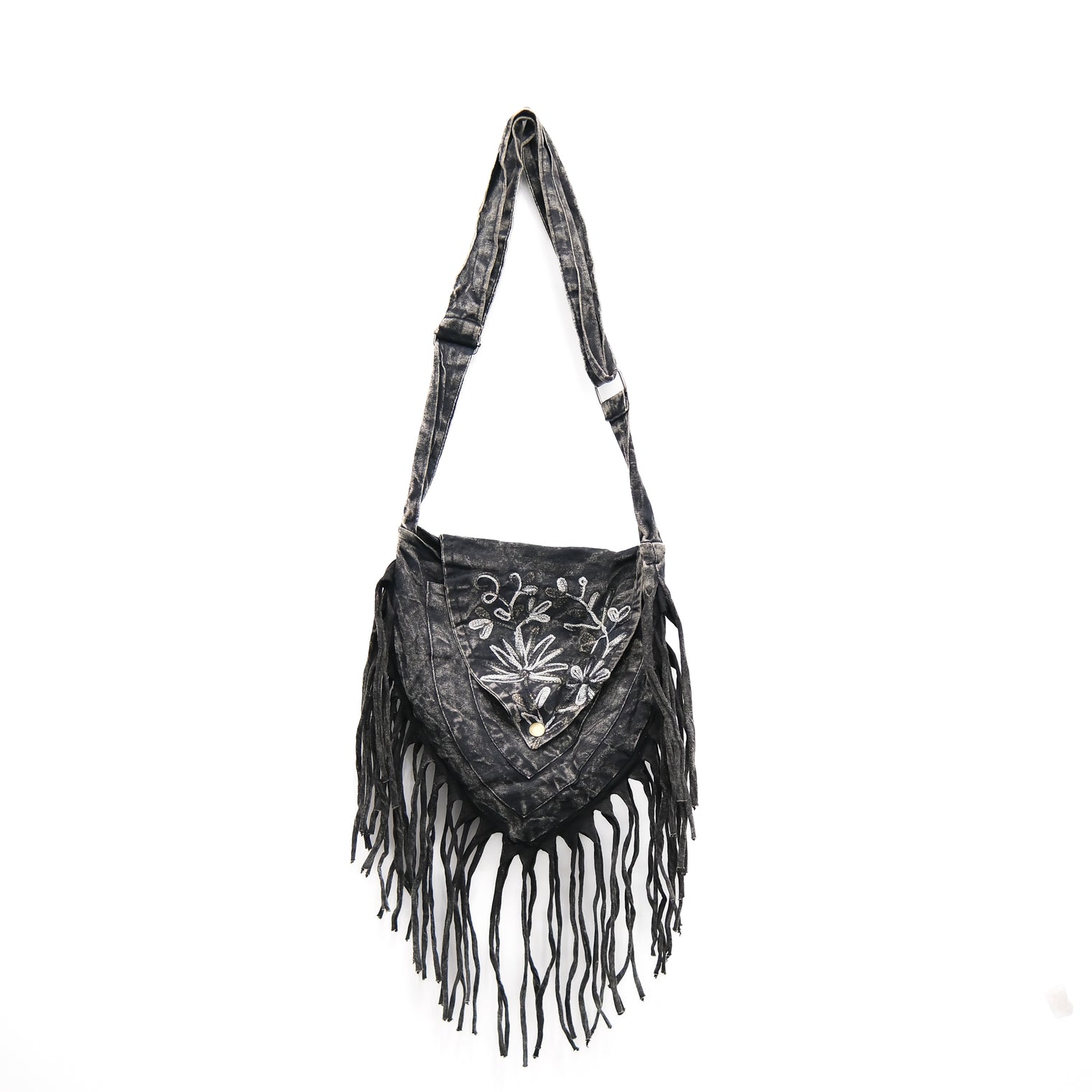 Boho Stonewashed Crossbody Fringe Bag