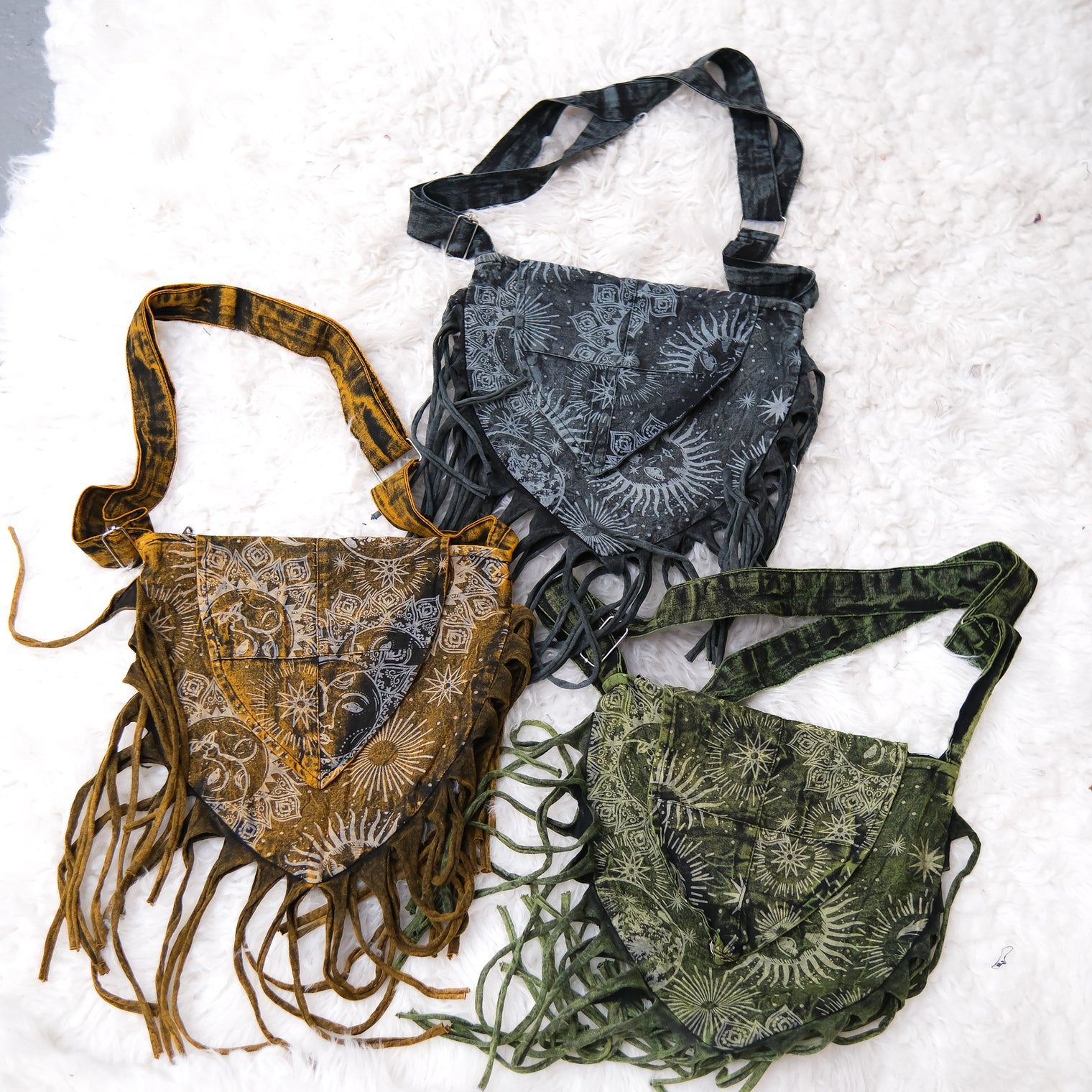 Celestial Stonewashed Crossbody Fringe Bag